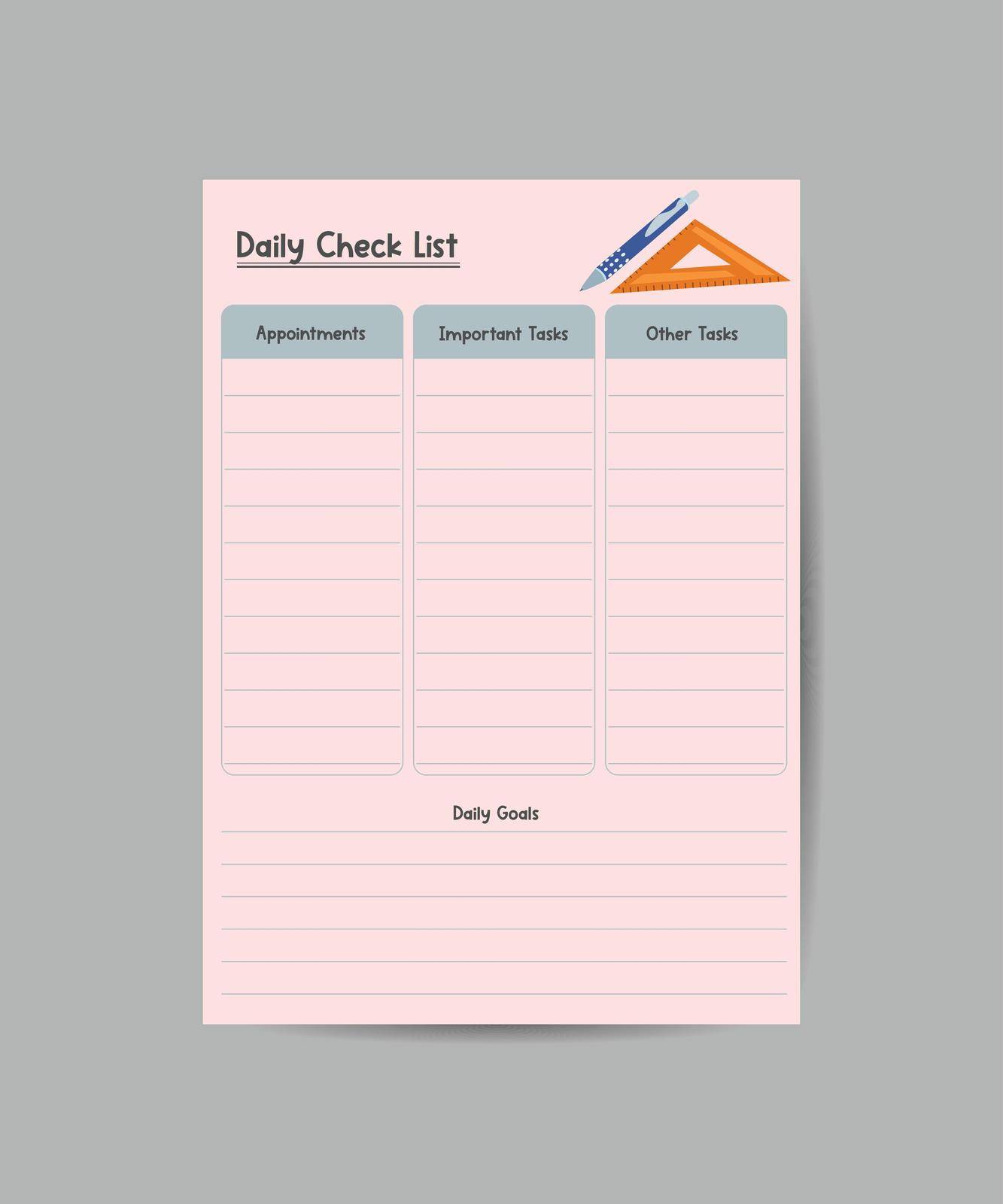Daily Routines planner template. School schedulers and organizers. flat vector by ANITA