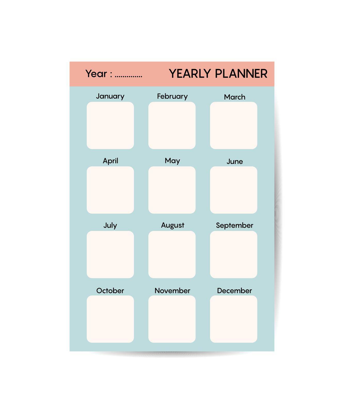 Monthly planner template minimalist planners organizer page vector design Planner blank template. by ANITA