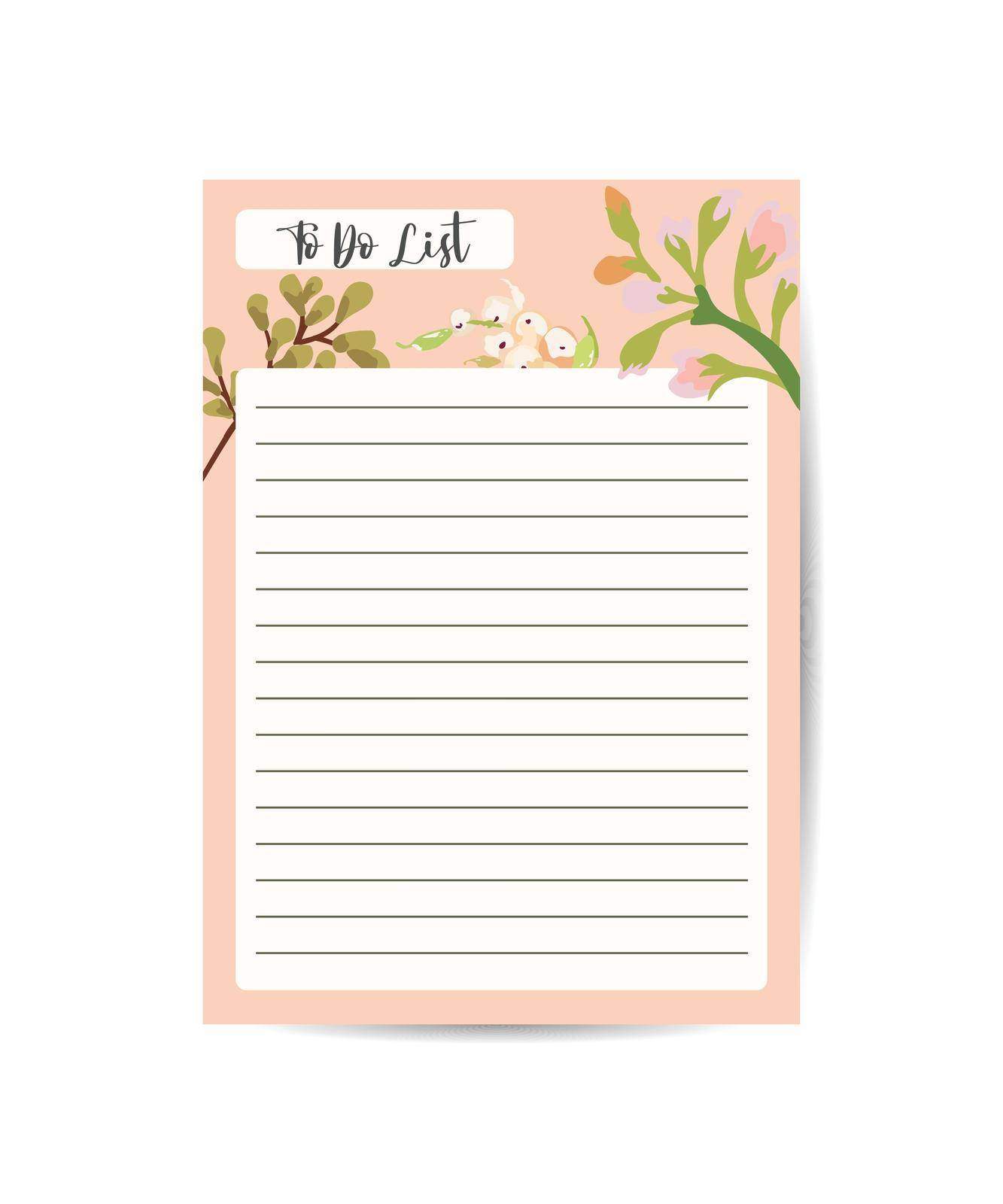 To do planner template Daily check list leaves and floral elements in fall colors.Perfect template for organizer and schedule with notes. by ANITA