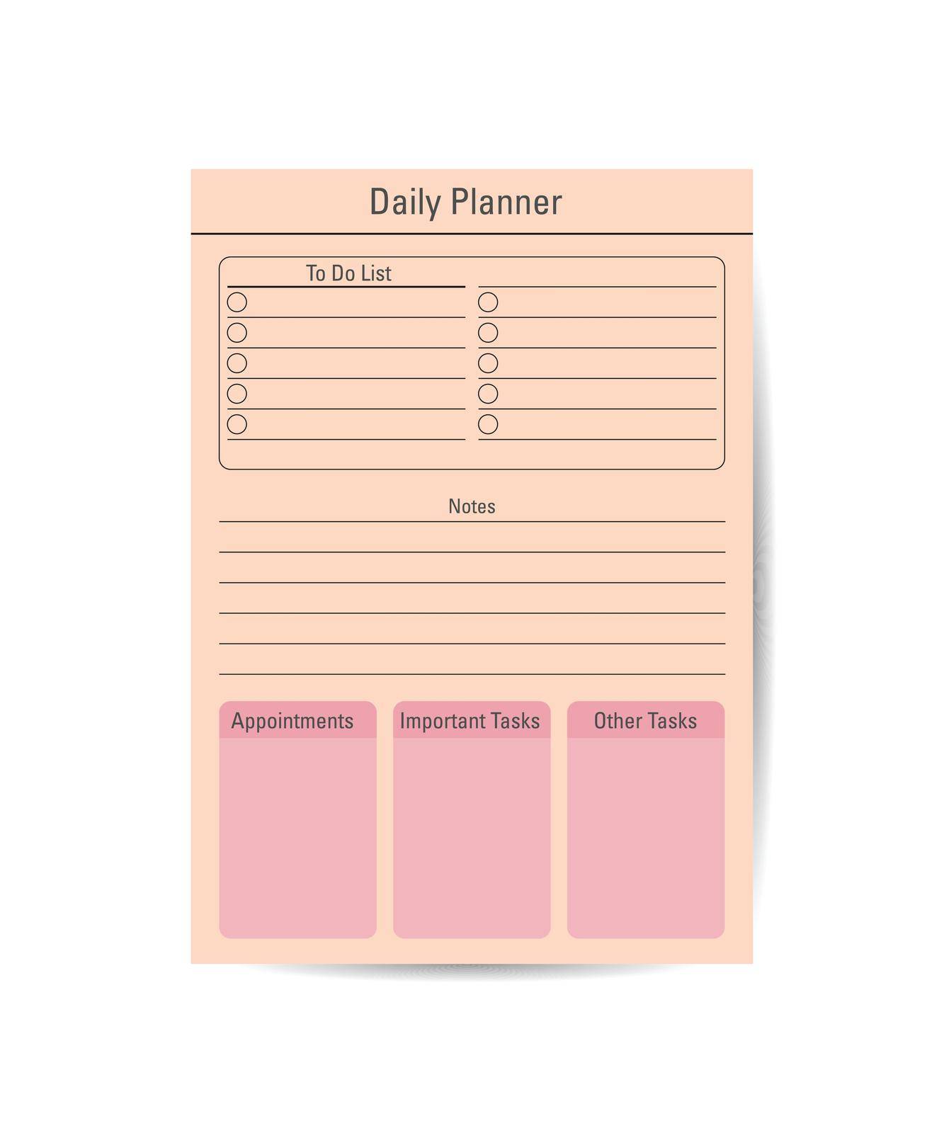 Daily planning template. Simple vector illustration design. by ANITA