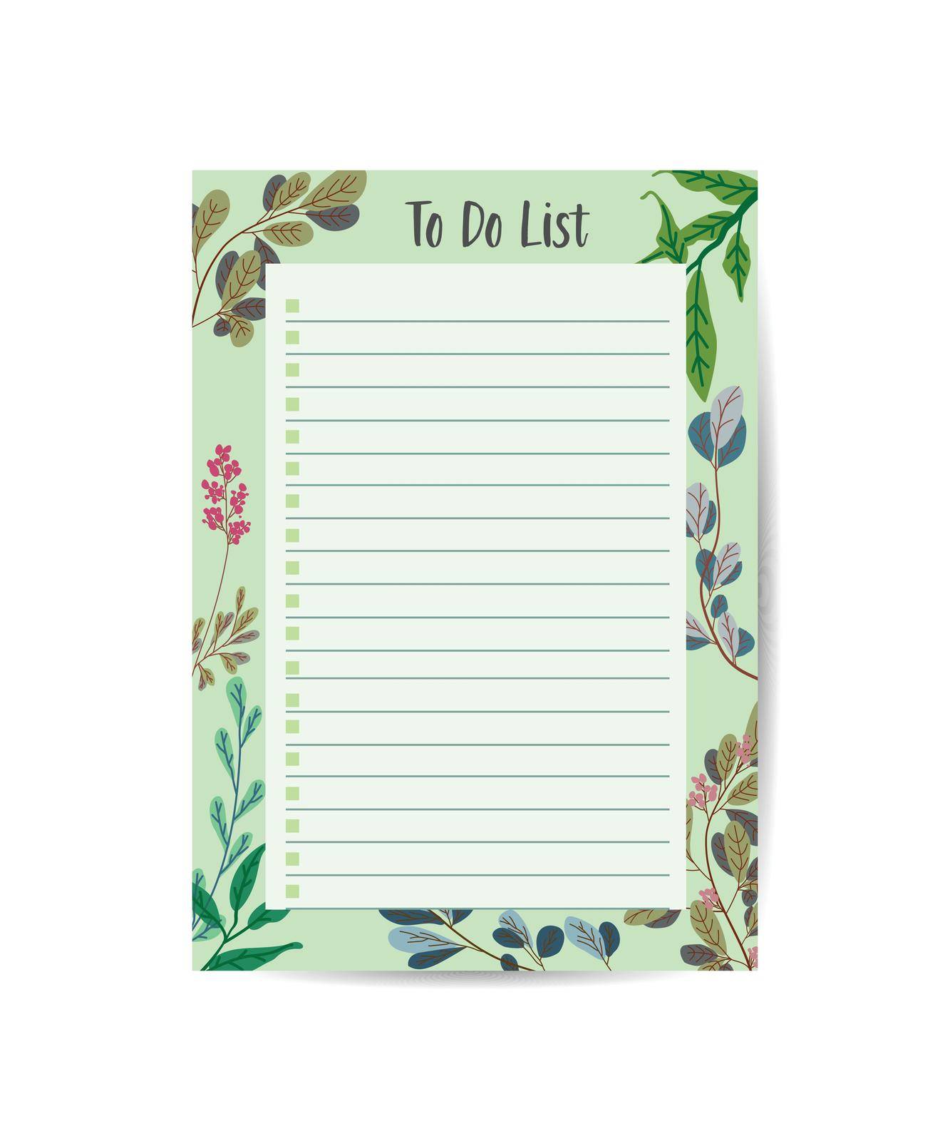 Trendy minimalist planner in pastel colors. For menu, to-do list. Template in textured hand-drawn style in pastel colors by ANITA