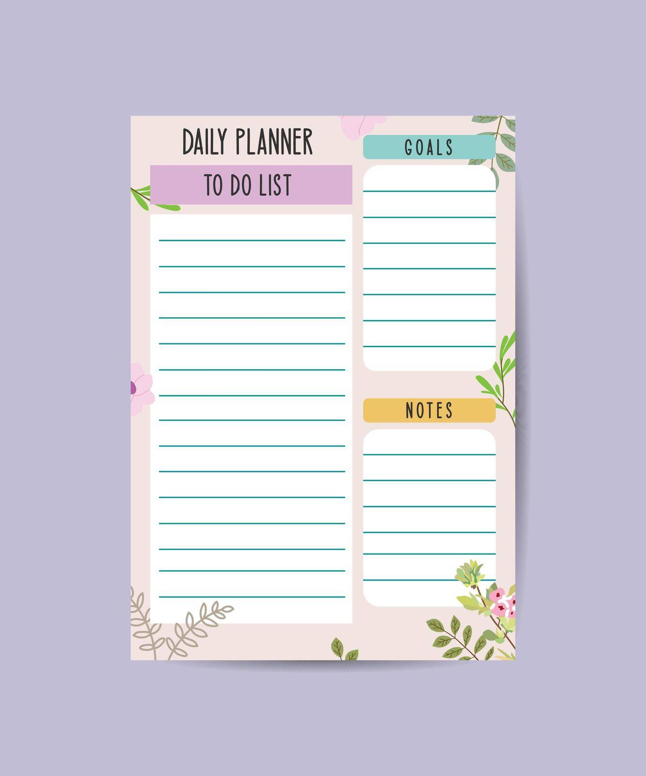 minimalist planners Daily planner template floral and simple printable to do list.