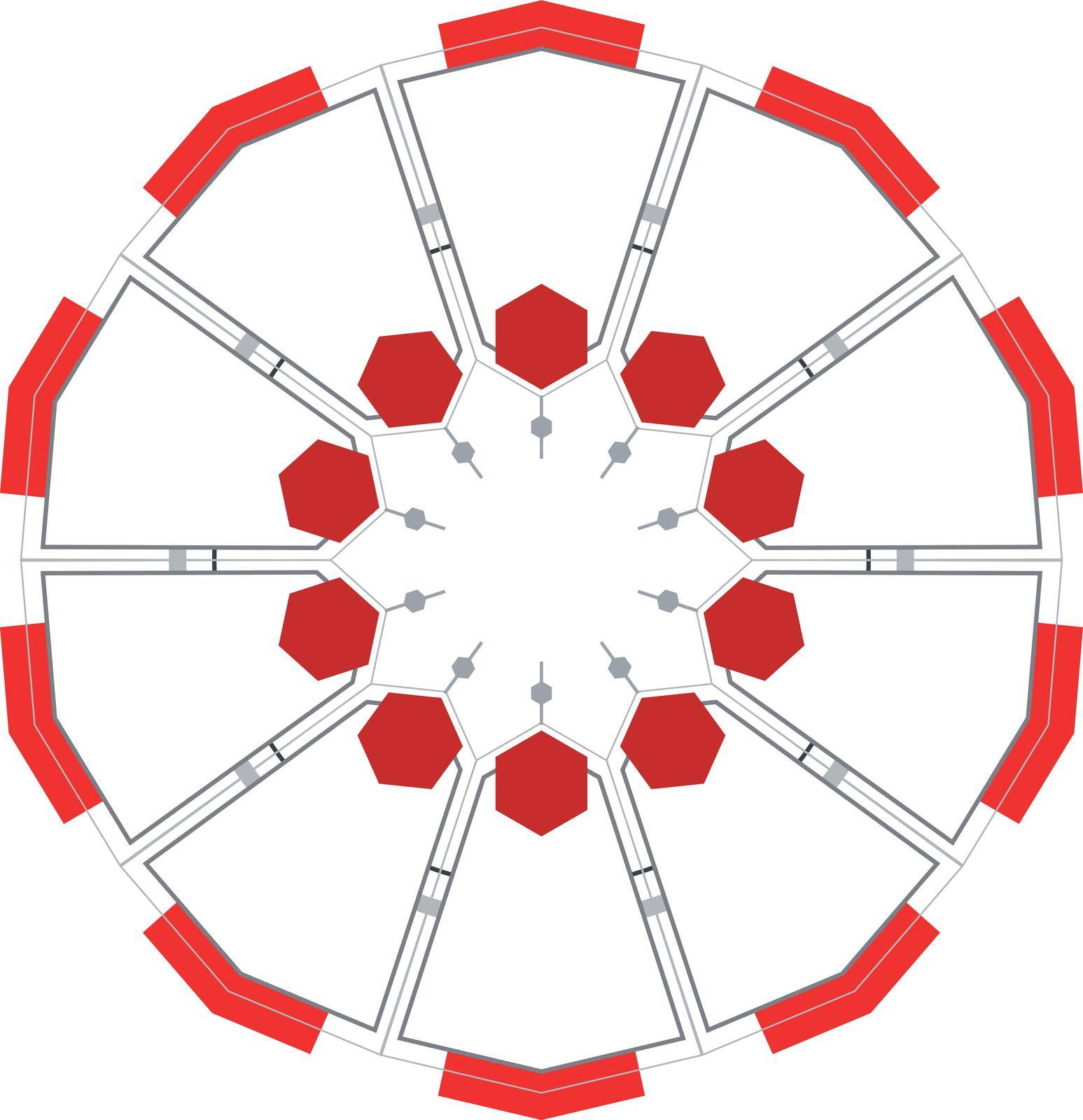 Business ecosystem organisation hexagone diagram scheme template by kisika
