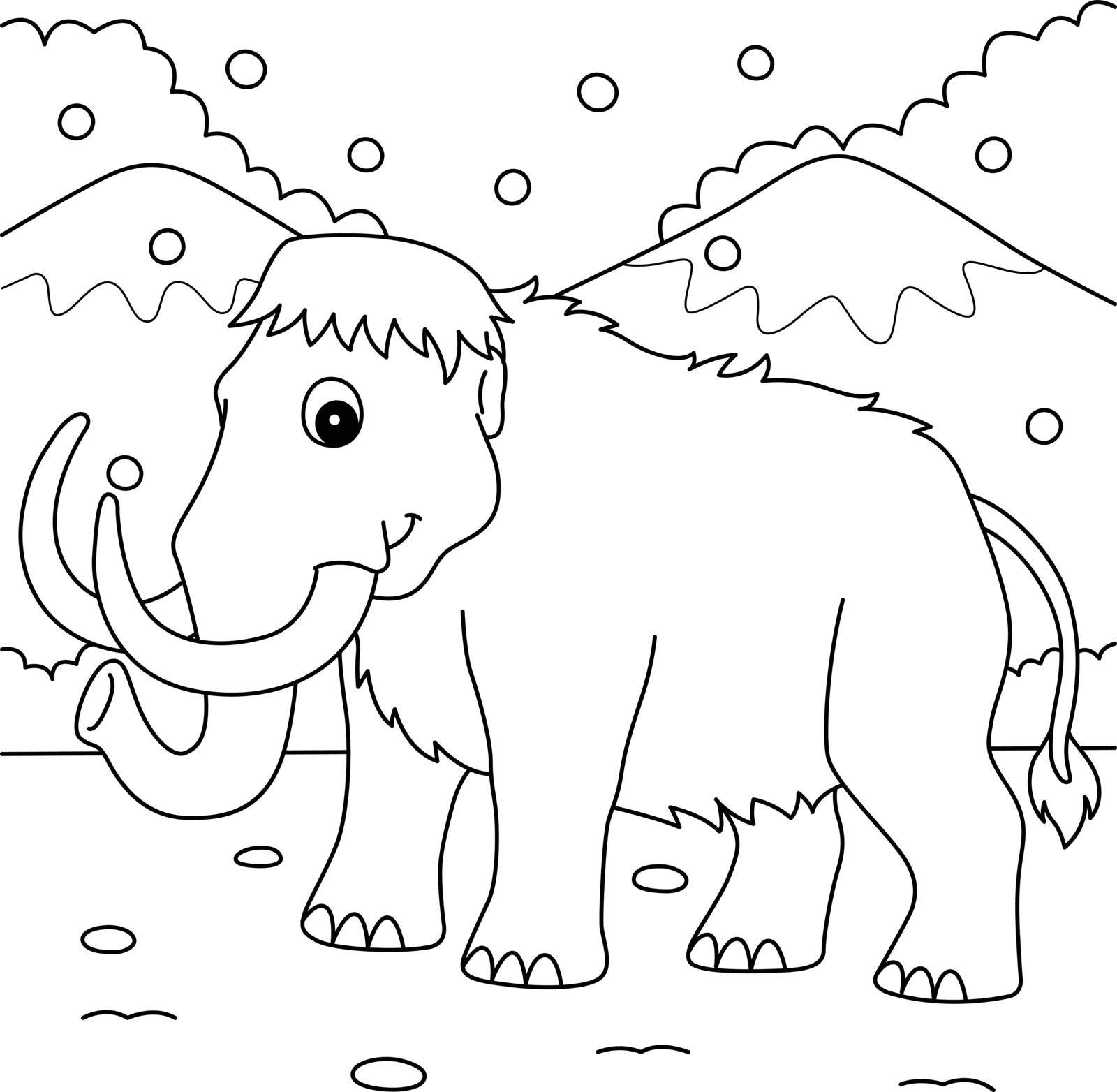 Mammoth Animal Coloring Page for Kids by abbydesign