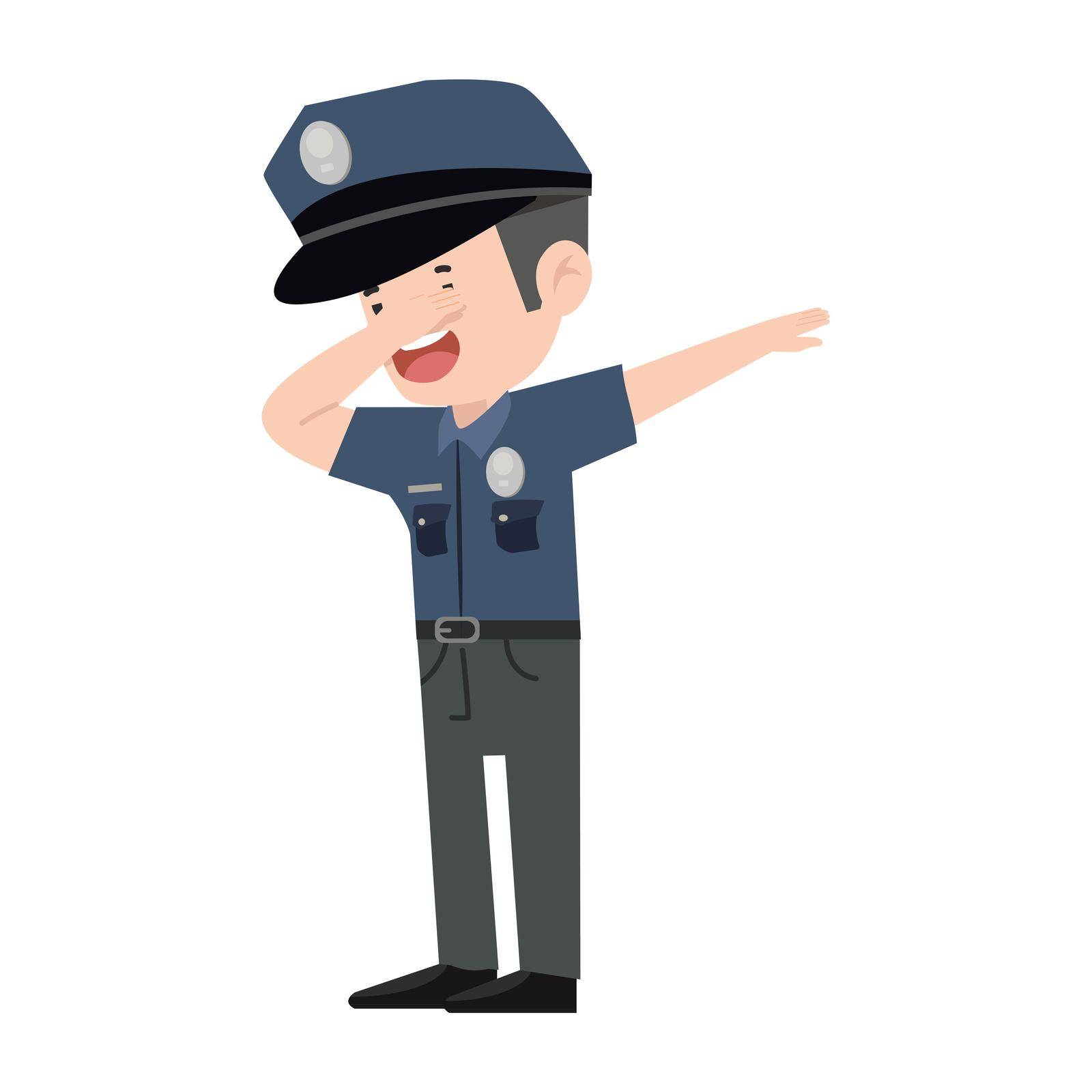 man police doing dabbing movement cartoon