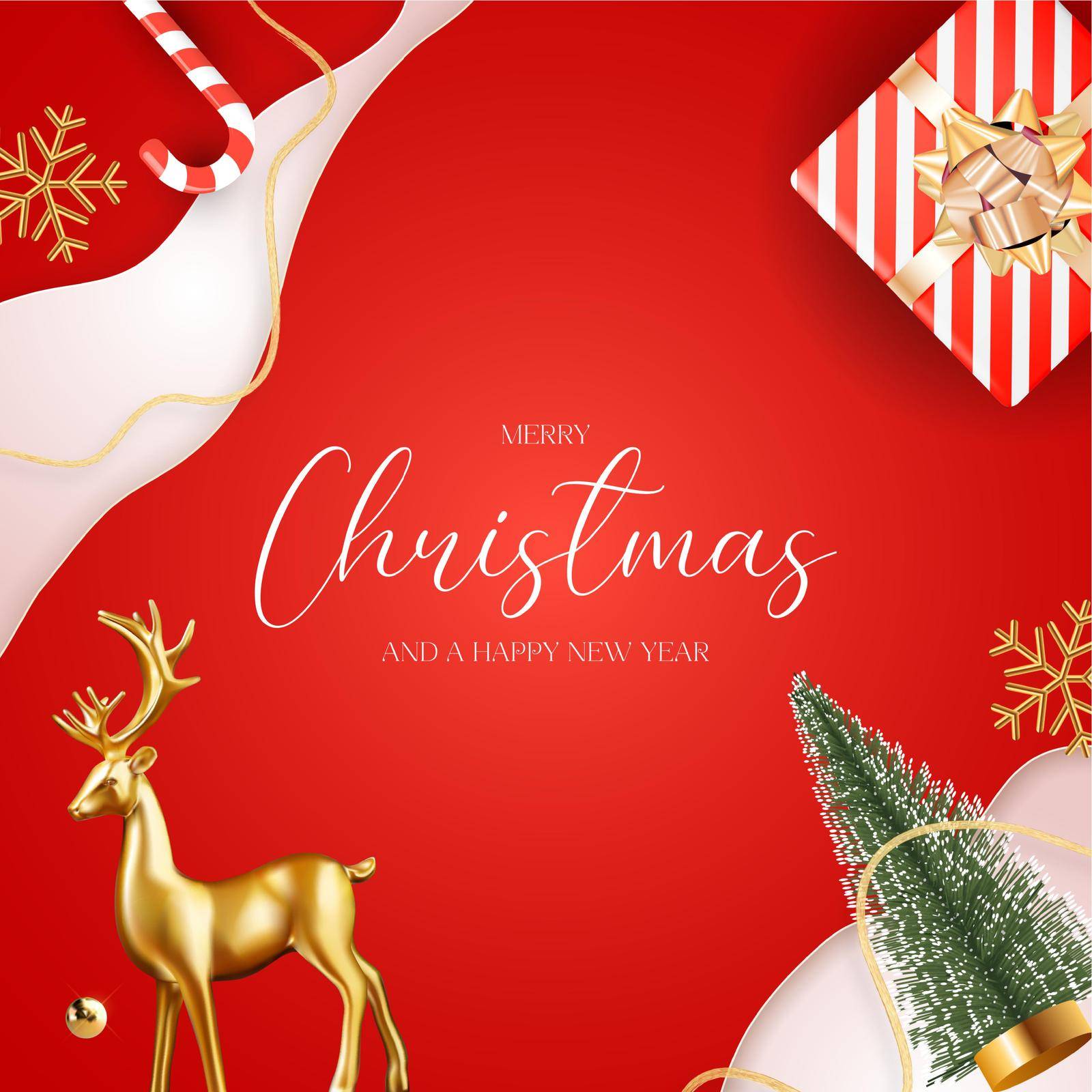 Merry Christmas and Happy New Year Greeting Card.
