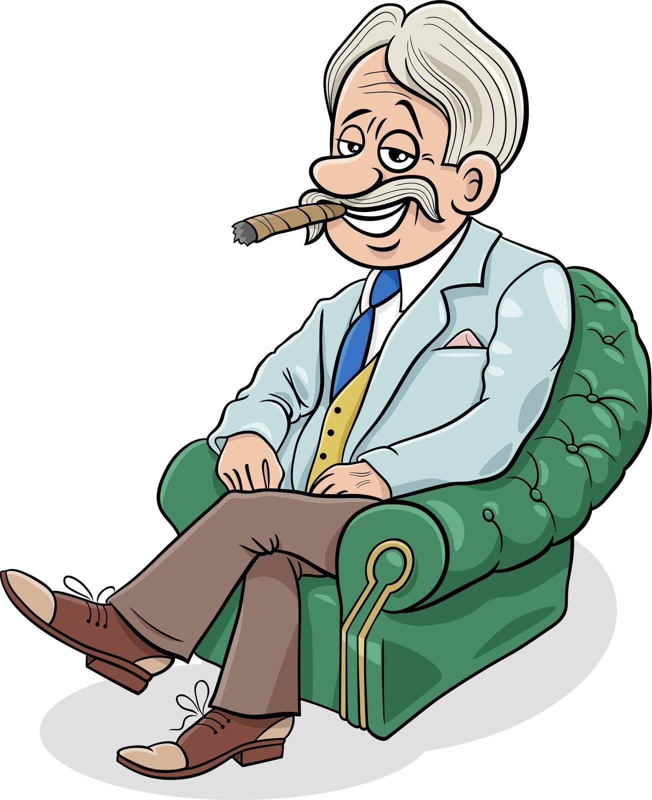 Cartoon illustration of boss or businessman in armchair