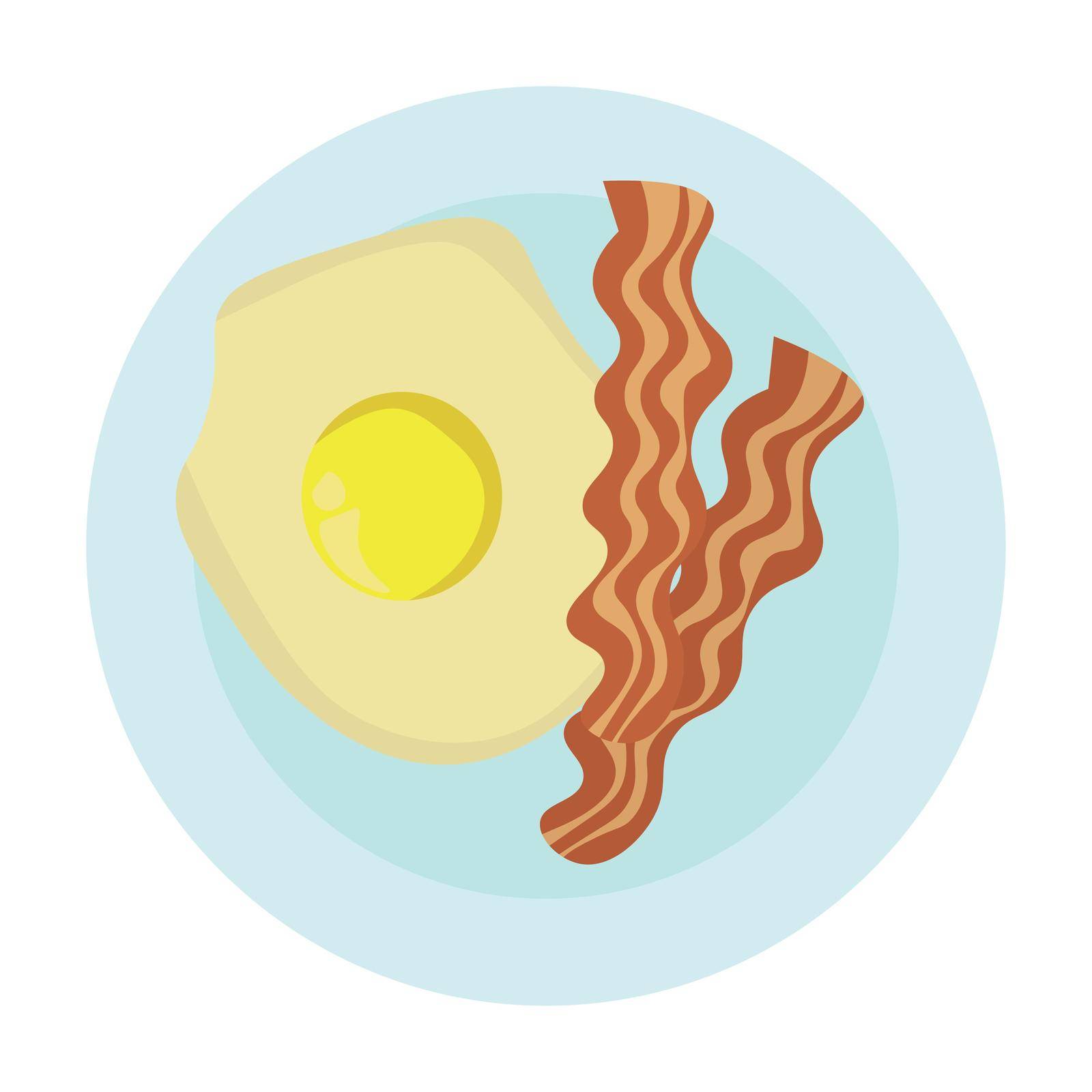 Fried eggs and bacon on a plate, a popular breakfast vector illustration
