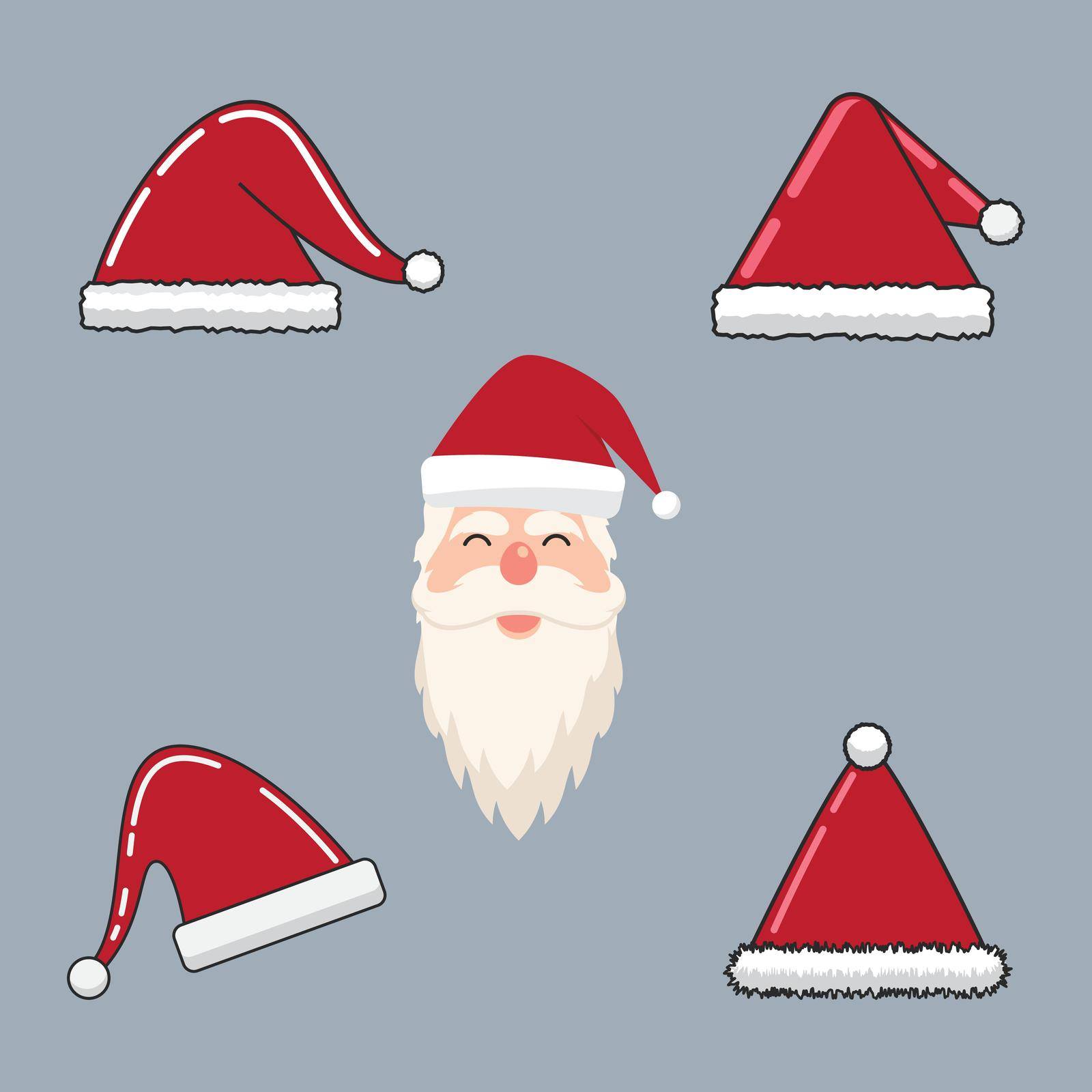 Santa claus and santa hat illustration vector flat design