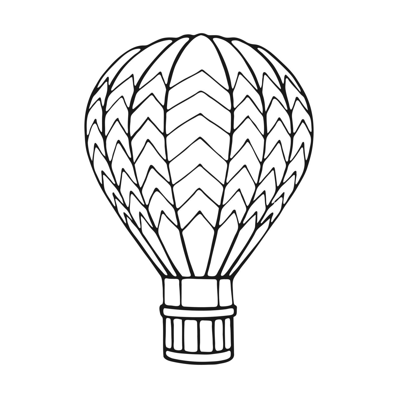 Hot air balloon hand drawn outline doodle. Vector illustration.