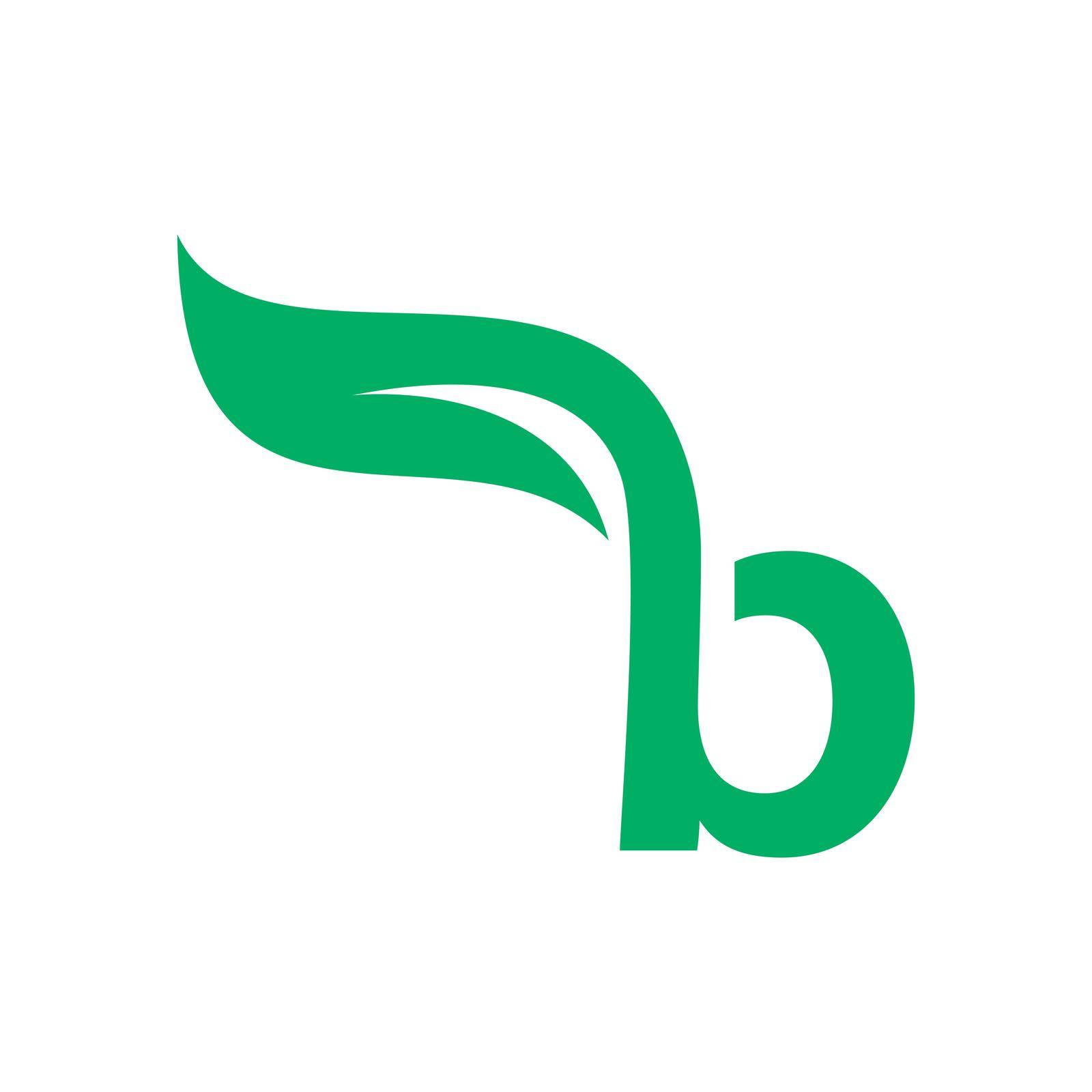 B Initial letter with green leaf logo vector template