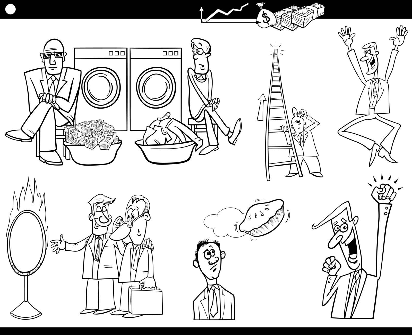 black and white cartoon business concepts and people set by izakowski