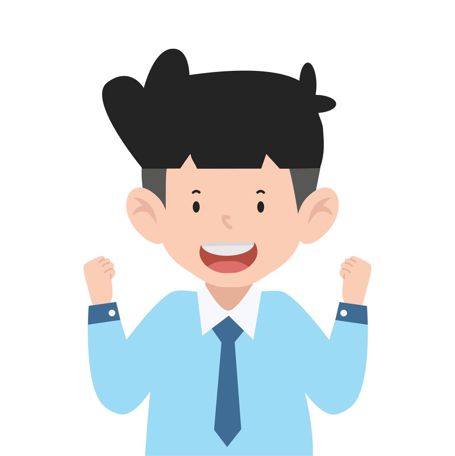 businessman hands clenched fist happy cartoon