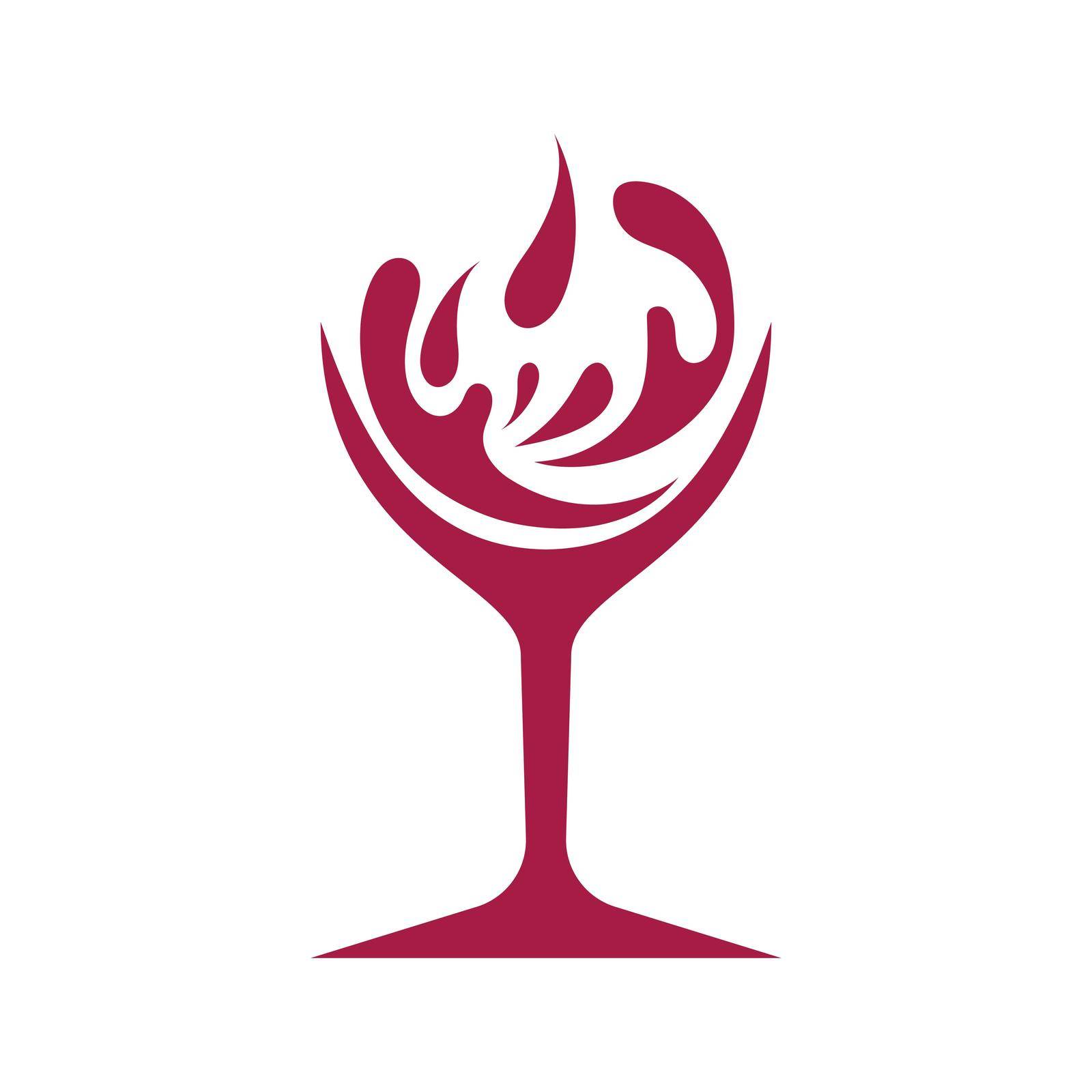 Glass Wine Logo illustration flat design template 