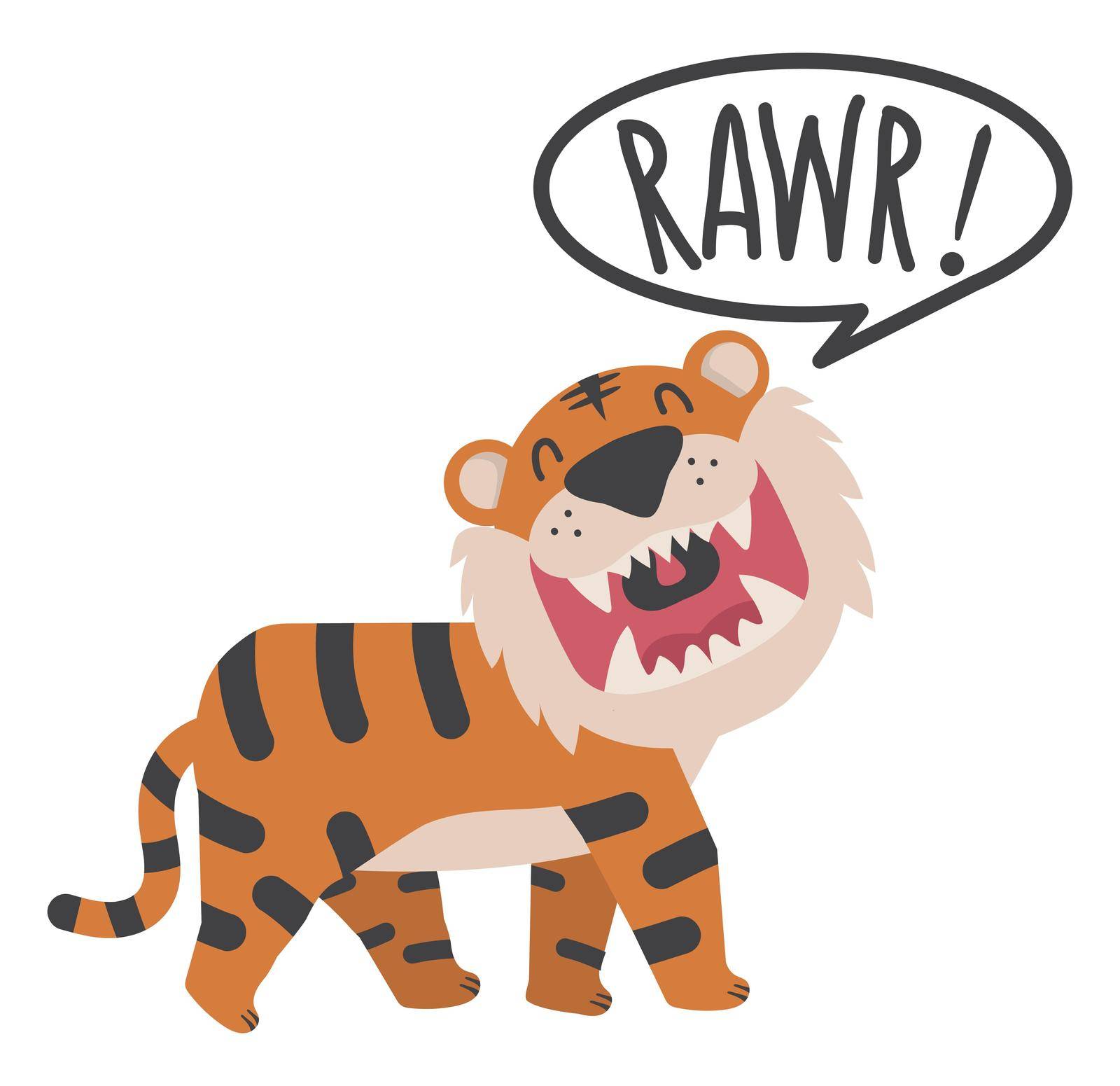  tiger open mouth roaring vector flat