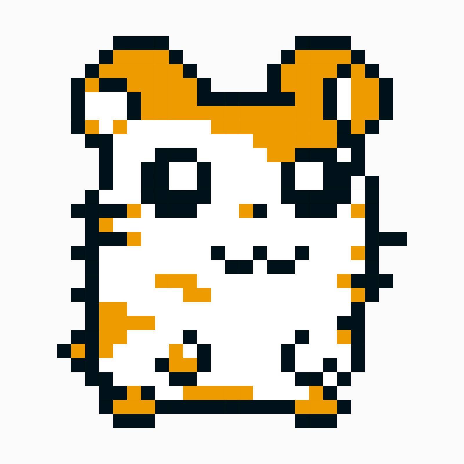 Fully editable hamster head vector illustration pixel art for game development, graphic design, poster and art.
