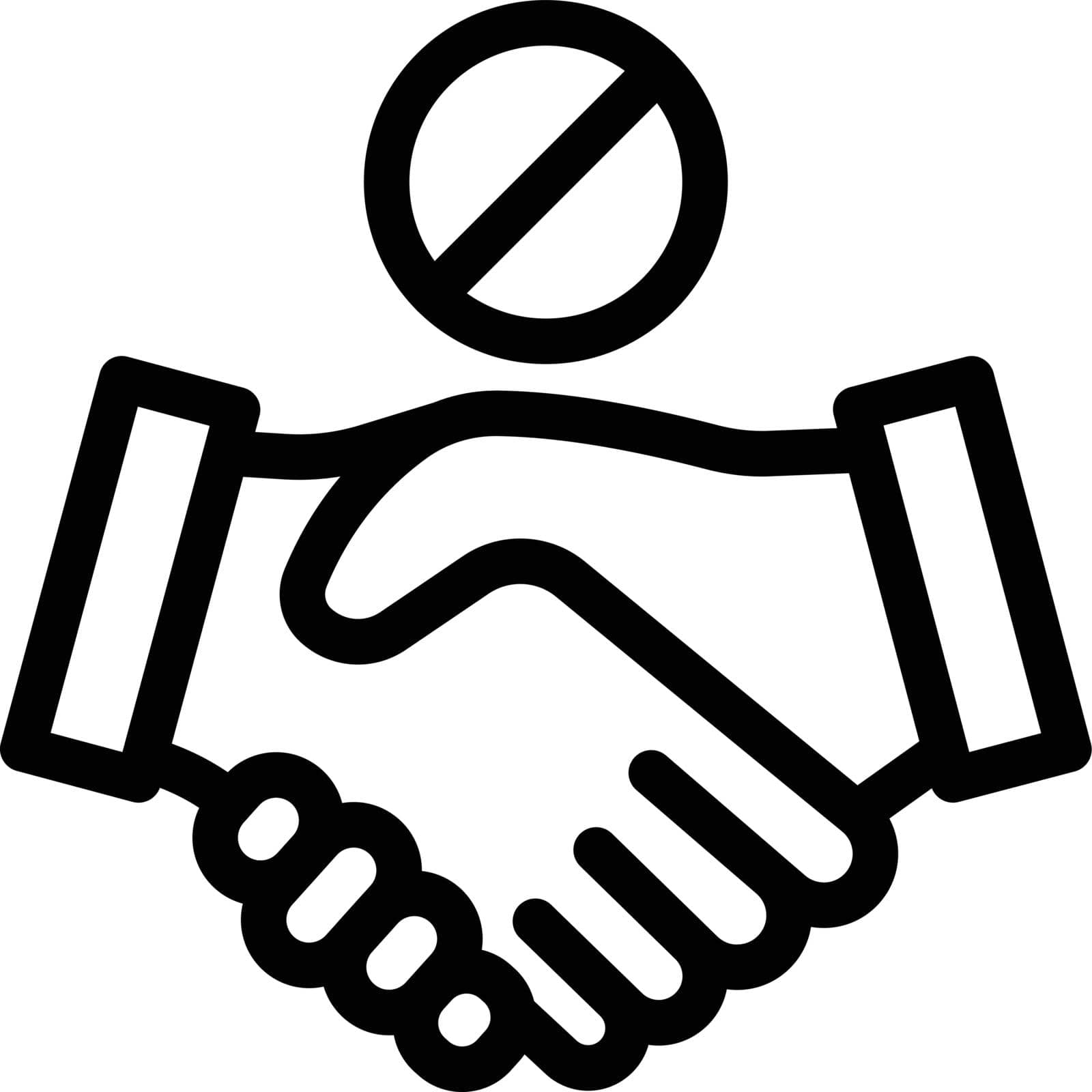 no handshake Vector illustration on a transparent background. Premium quality symmbols. Thin line vector icons for concept and graphic design.
