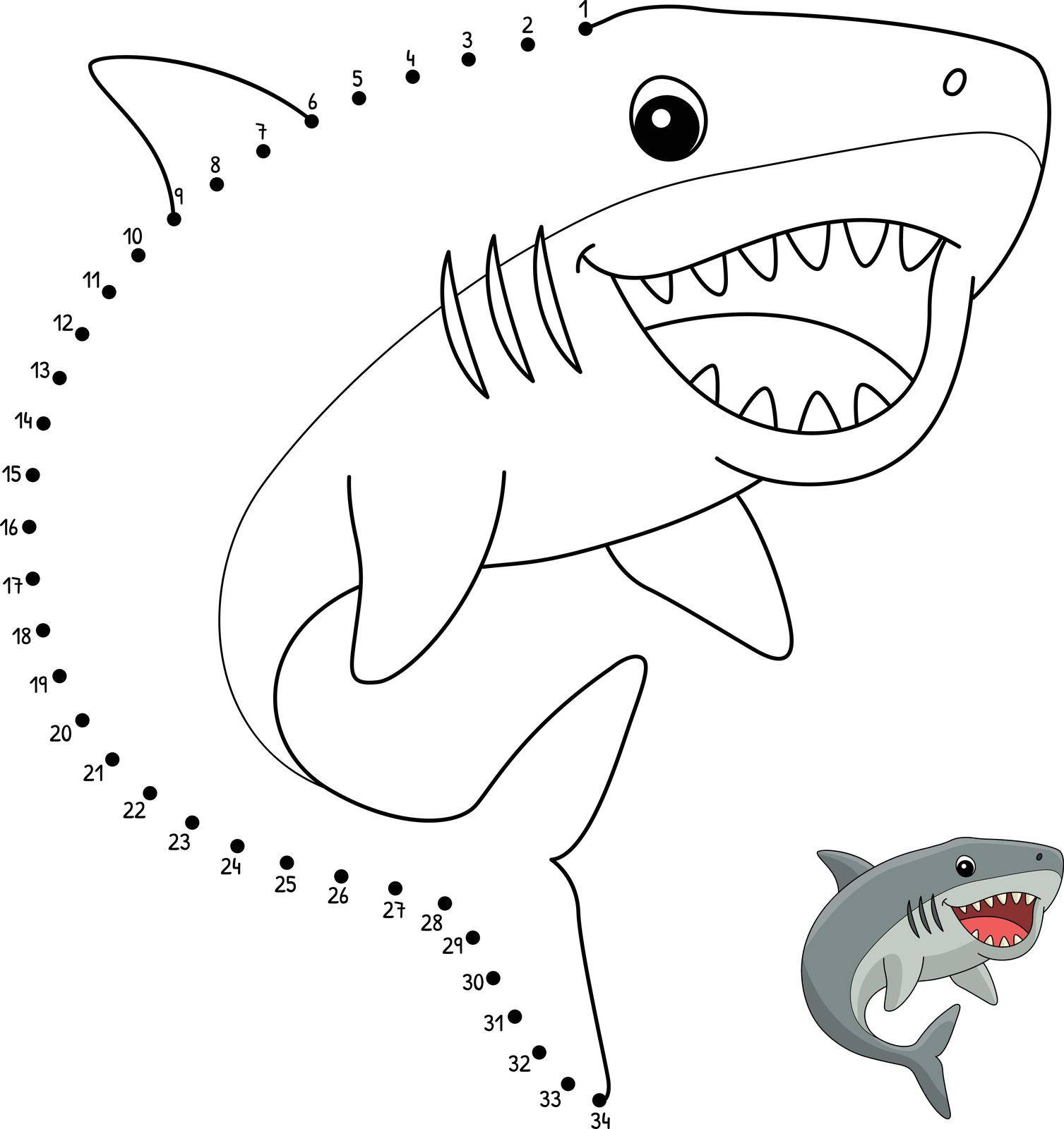 A cute and funny connect-the-dots coloring page of a Megalodon Animal. Provides hours of coloring fun for children. Color, this page is very easy. Suitable for little kids and toddlers.