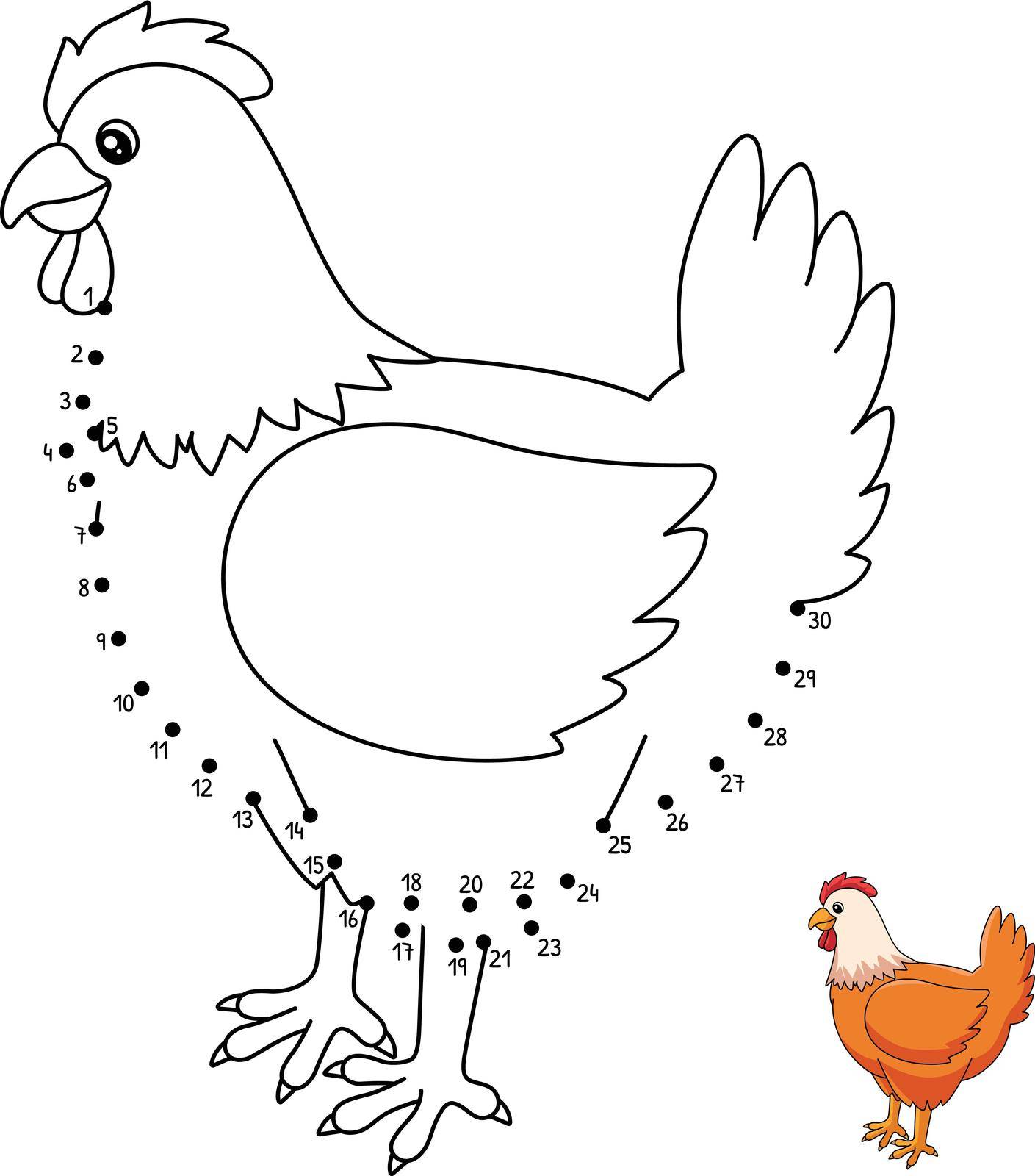 A cute and funny connect-the-dots coloring page of aChicken. Provides hours of coloring fun for children. Color, this page is very easy. Suitable for little kids and toddlers.