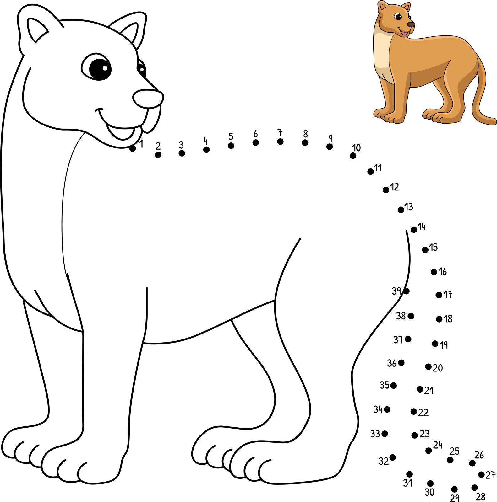 A cute and funny connect-the-dots coloring page of a Puma Animal. Provides hours of coloring fun for children. Color, this page is very easy. Suitable for little kids and toddlers.