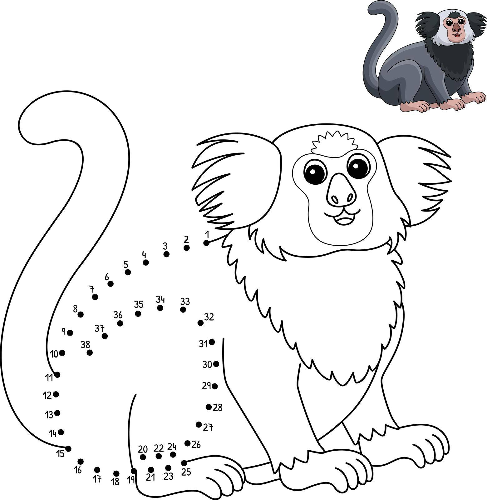 A cute and funny connect-the-dots coloring page of a Marmoset Animal. Provides hours of coloring fun for children. Color, this page is very easy. Suitable for little kids and toddlers.