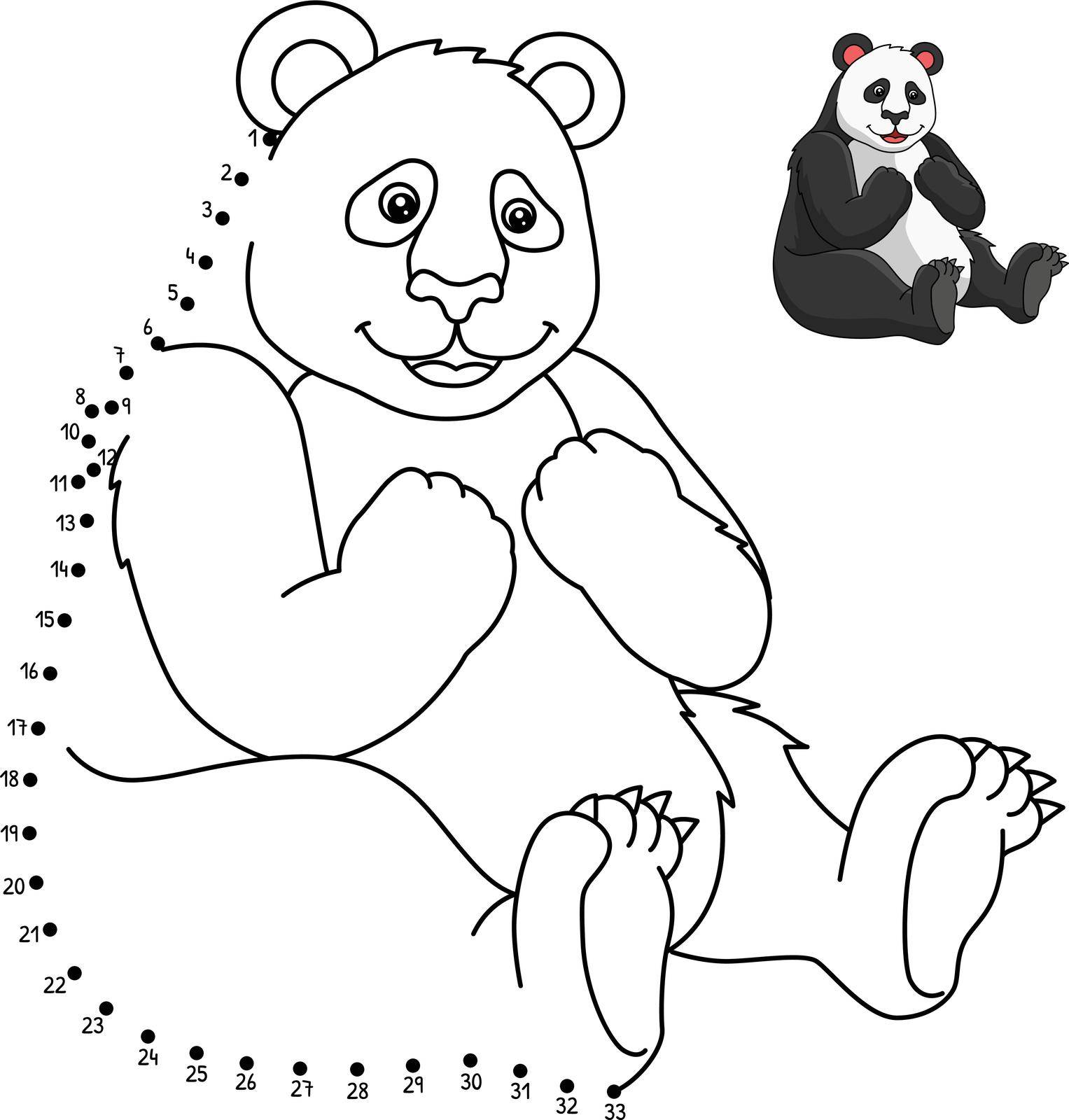 A cute and funny connect-the-dots coloring page of a Panda. Provides hours of coloring fun for children. Color, this page is very easy. Suitable for little kids and toddlers.