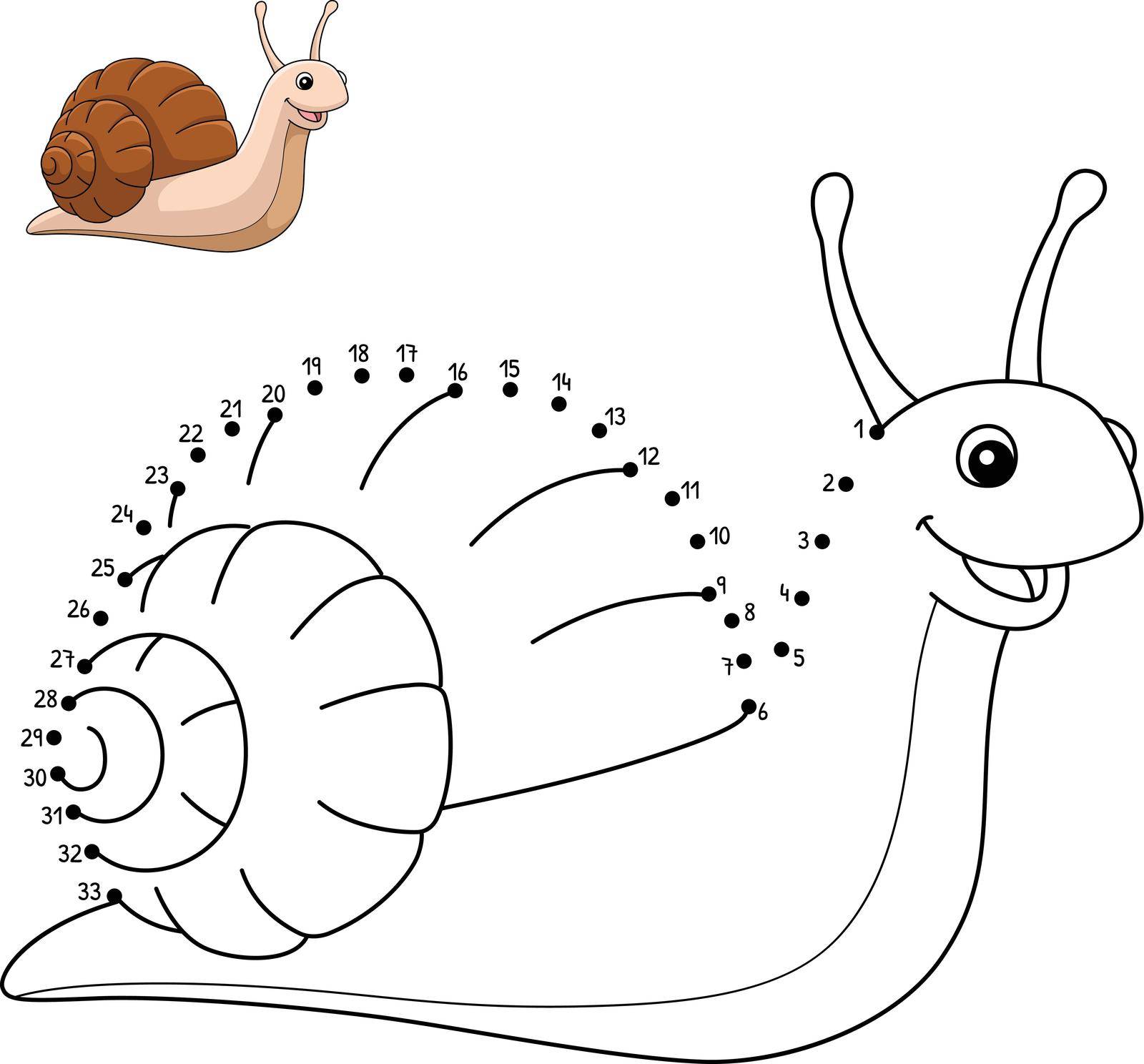 A cute and funny connect-the-dots coloring page of a Snail Animal. Provides hours of coloring fun for children. Color, this page is very easy. Suitable for little kids and toddlers.