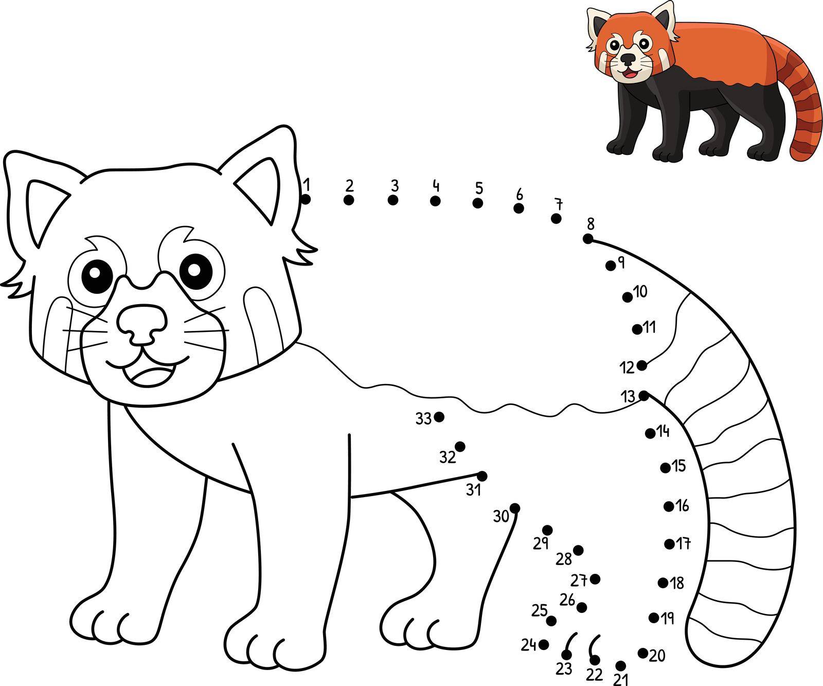 A cute and funny connect-the-dots coloring page of a Red Panda. Provides hours of coloring fun for children. Color, this page is very easy. Suitable for little kids and toddlers.