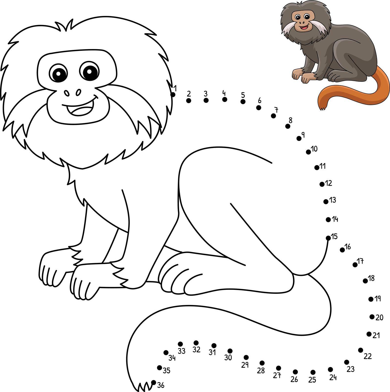 A cute and funny connect-the-dots coloring page of a Tamarin Animal. Provides hours of coloring fun for children. Color, this page is very easy. Suitable for little kids and toddlers.