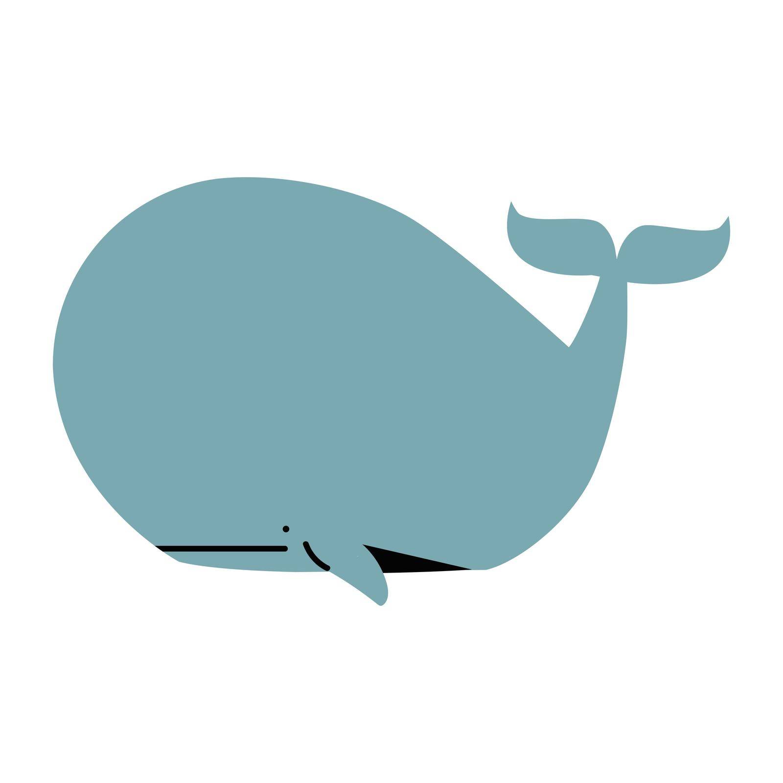 Big Whale Fish flat animal icon