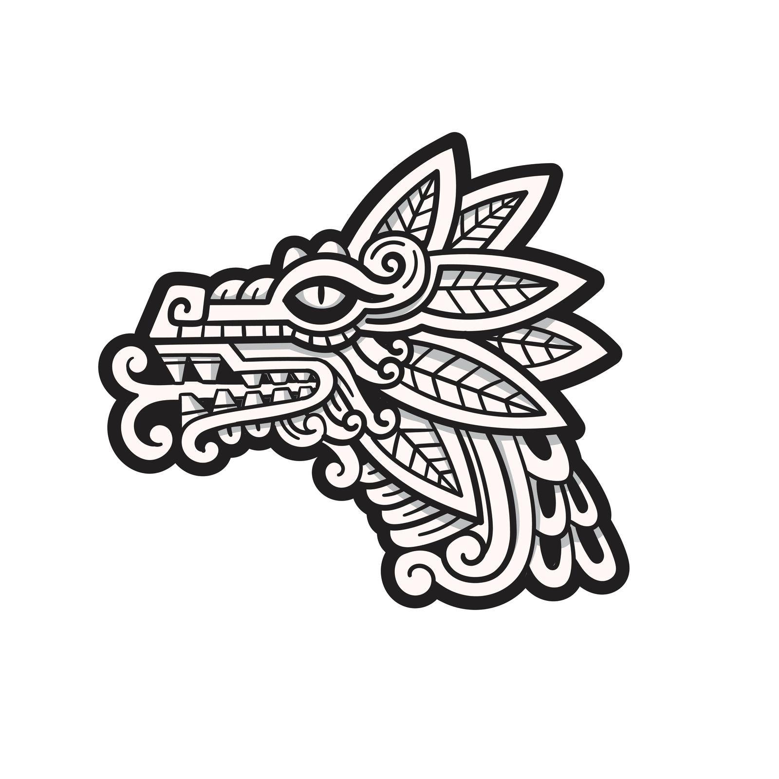 quetzalcoatl head mexican god aztec graphic, Native American animal design of Aztec Indians from Mexican codex