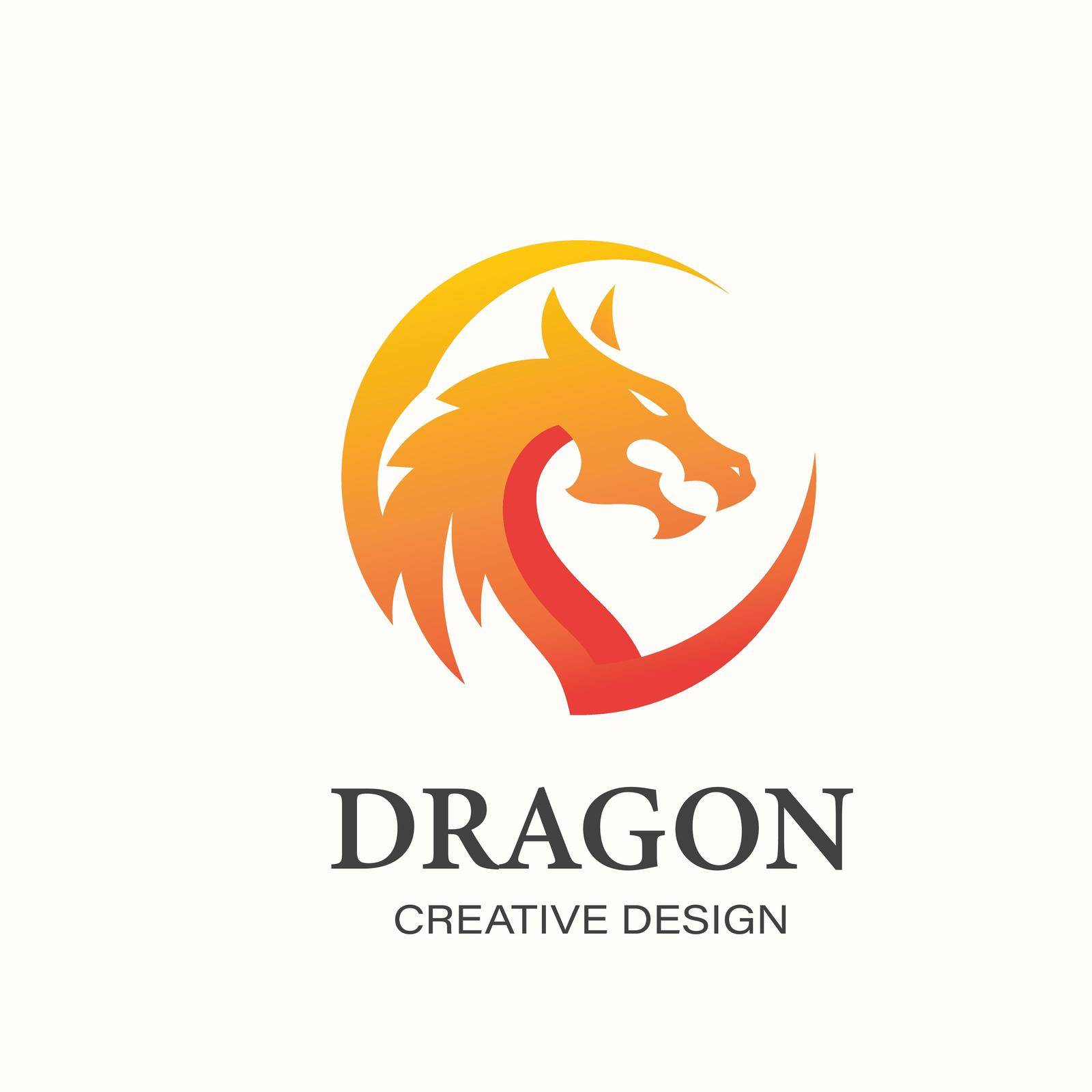 dragon circle vector logo. chinese culture symbol. dragon head in a circle shape logo design