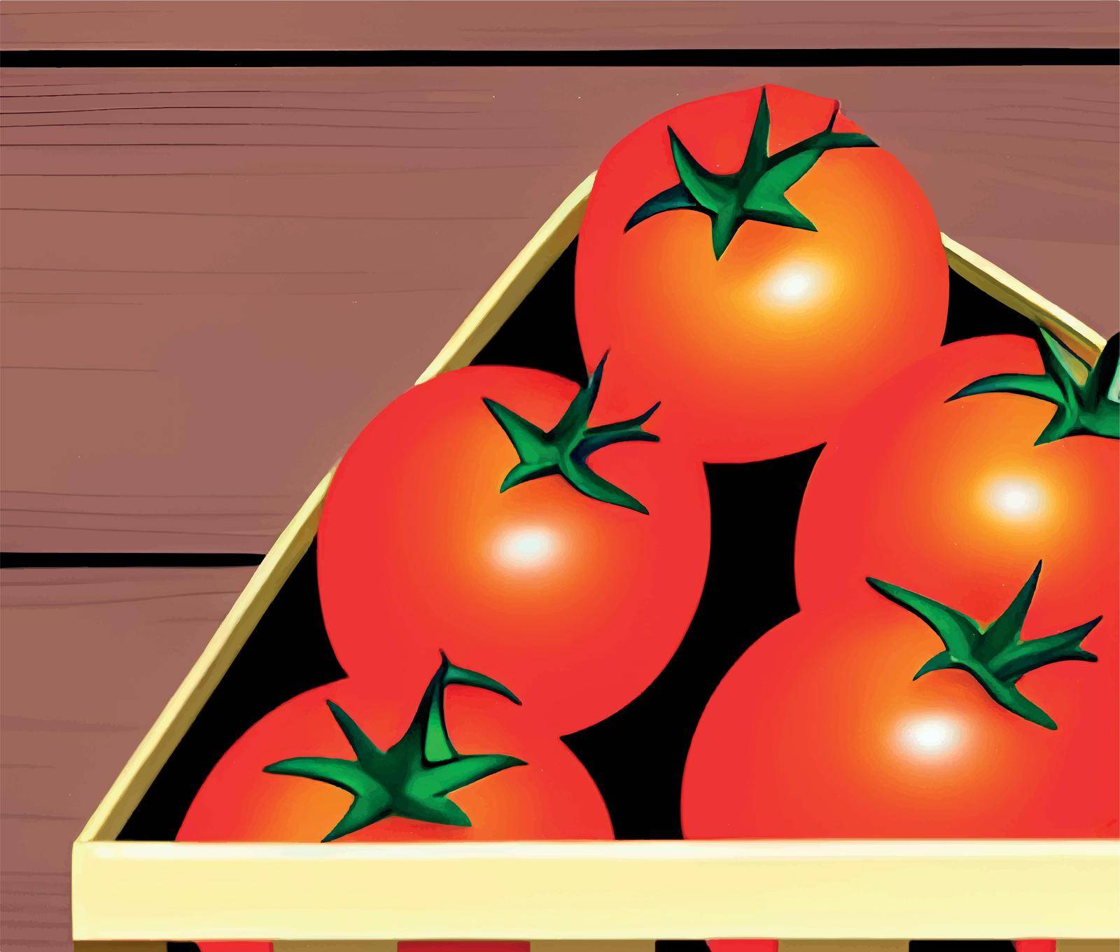 close up tomatoes in a box