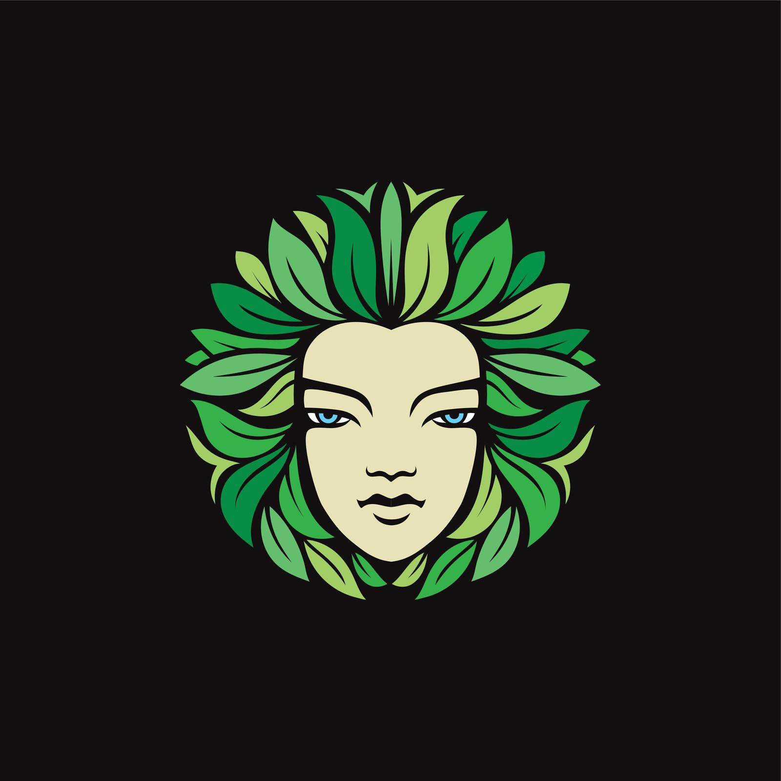 nature beauty logo, nature beauty face with Floral hairstyle, minimalist logo for hair and beauty salon