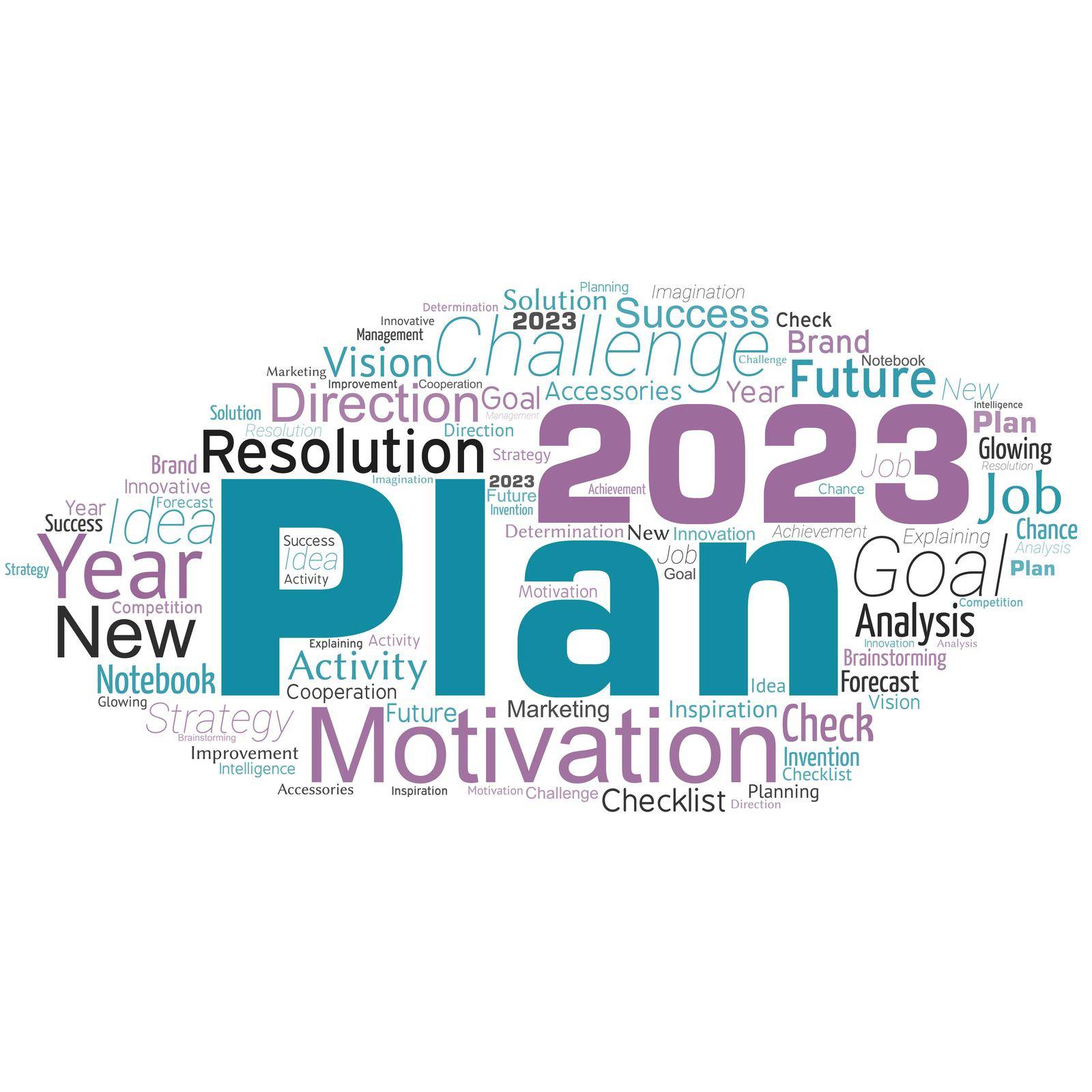 Big word cloud with word plan. Start of a detailed proposal of doing or achieving something. by nialowwa