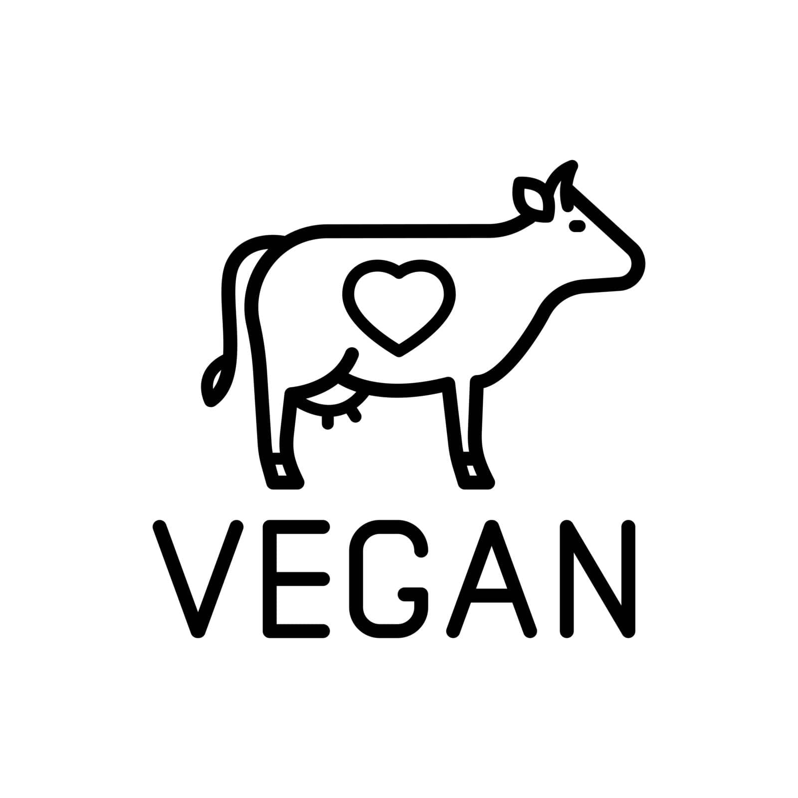 vegan love cow outline vector icon vegan love cow stock vector icon for web, mobile app and ui design