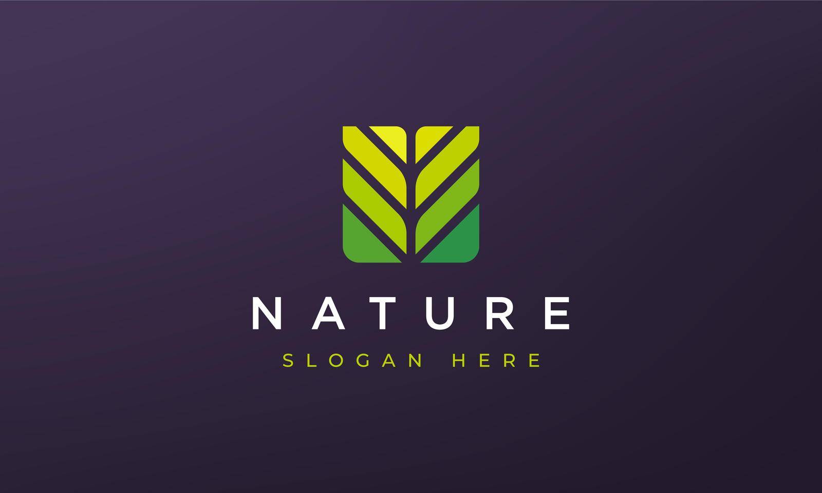 abstract square leaf geometry logo concept in simple dan modern shape
