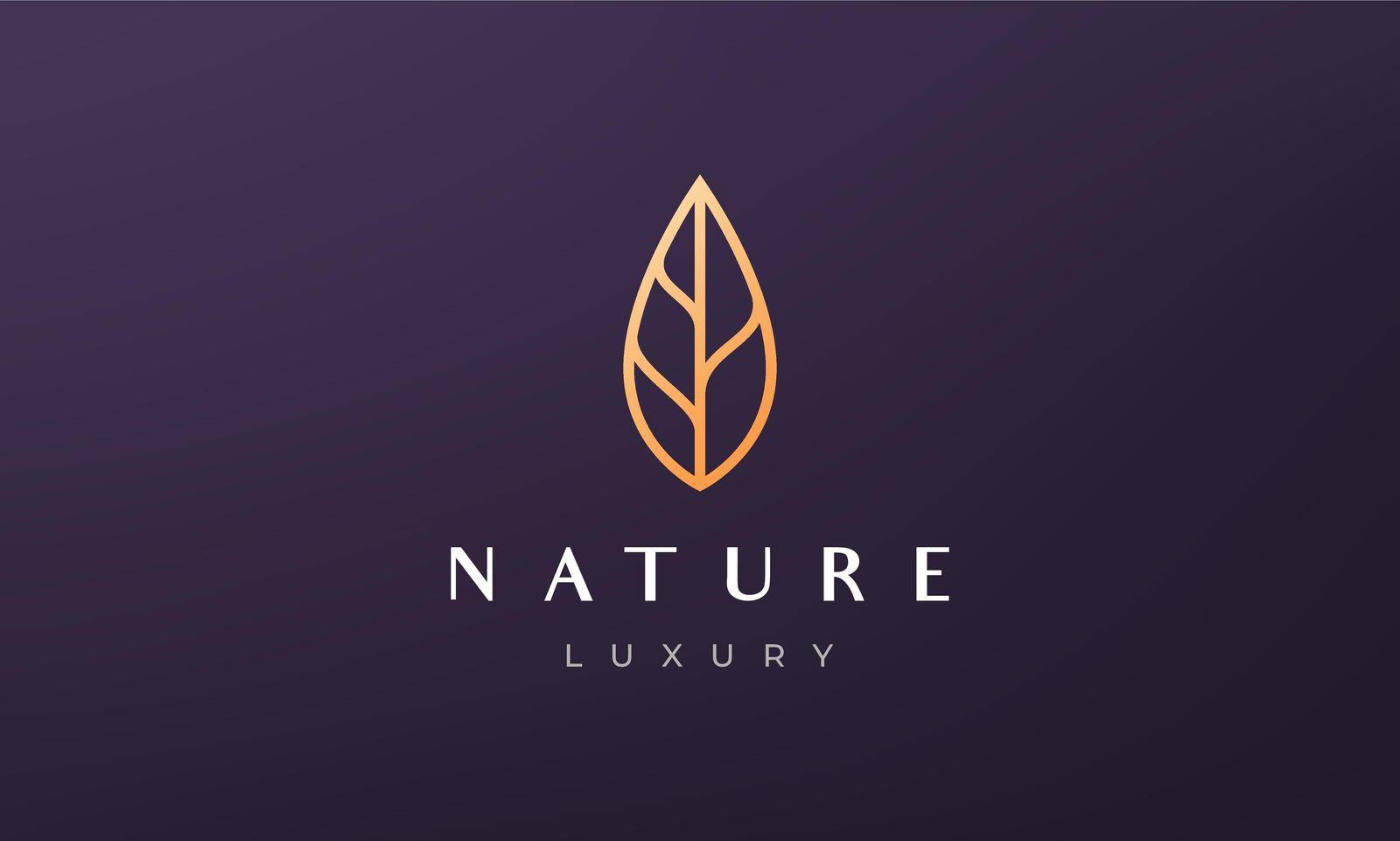 simple gold leaf logo in luxury and modern style by murnifine