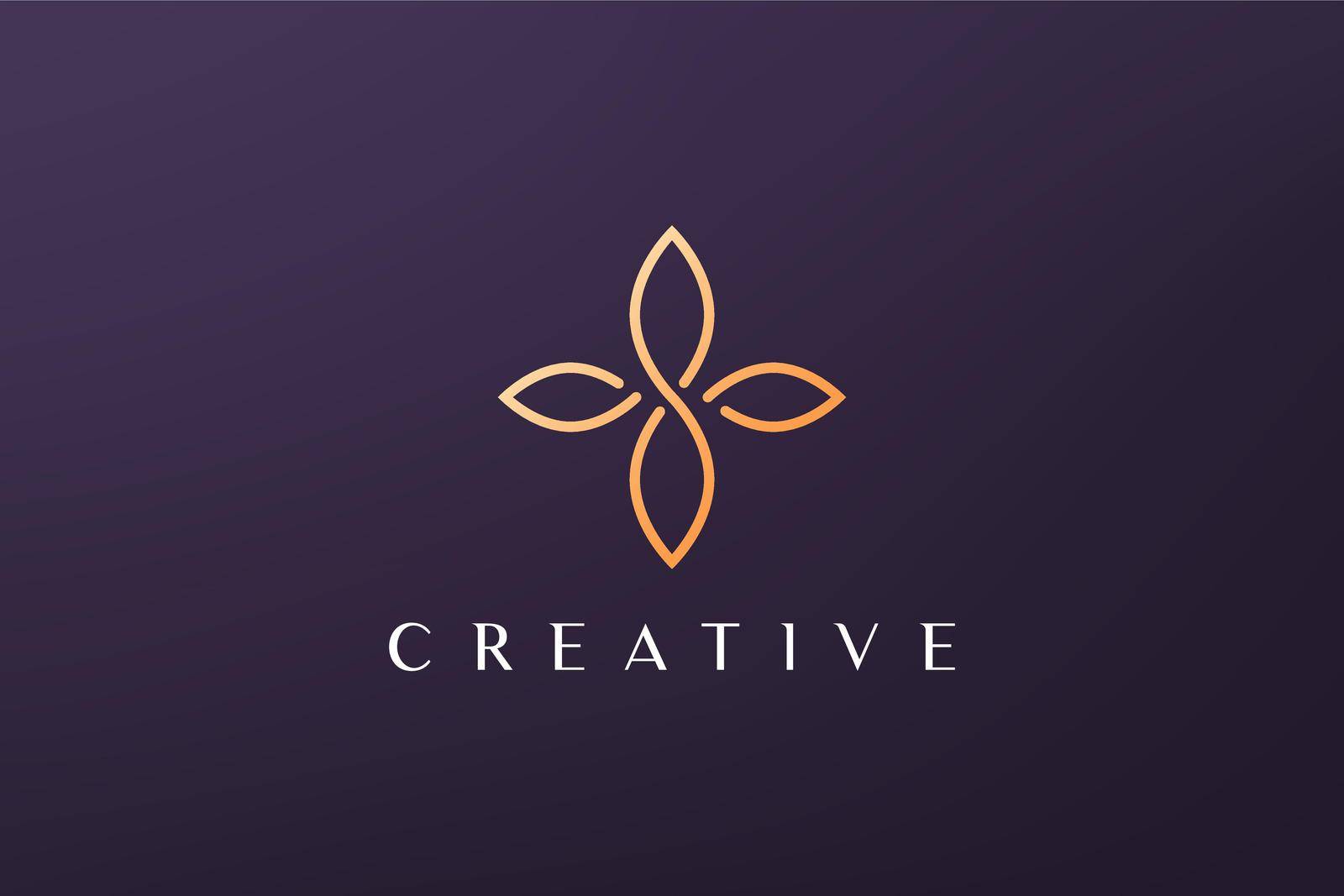 gold leaf luxury flower logo in simple shape with modern style by murnifine