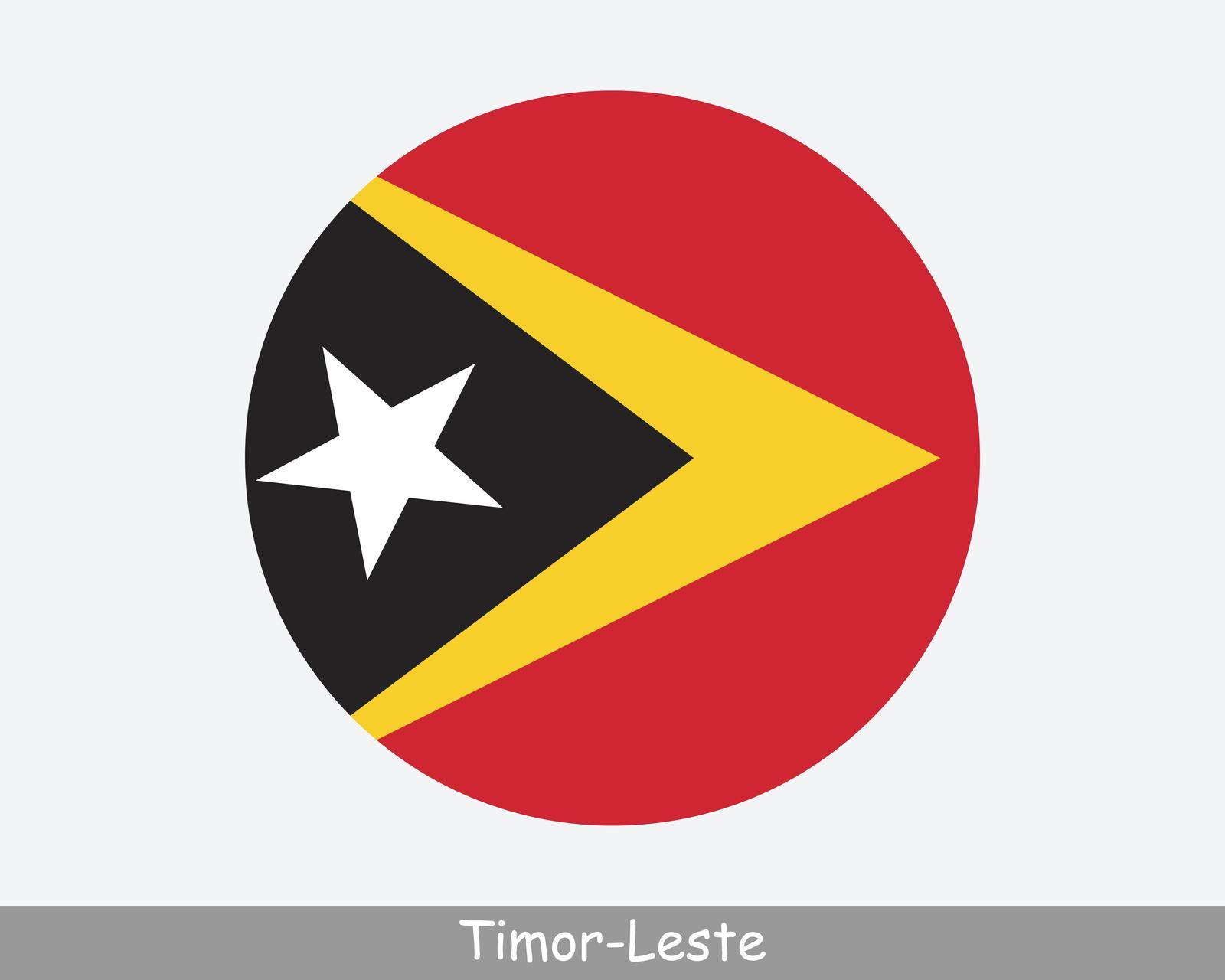 East Timor Round Circle Flag. Timor-Leste Circular Button Banner Icon. EPS Vector