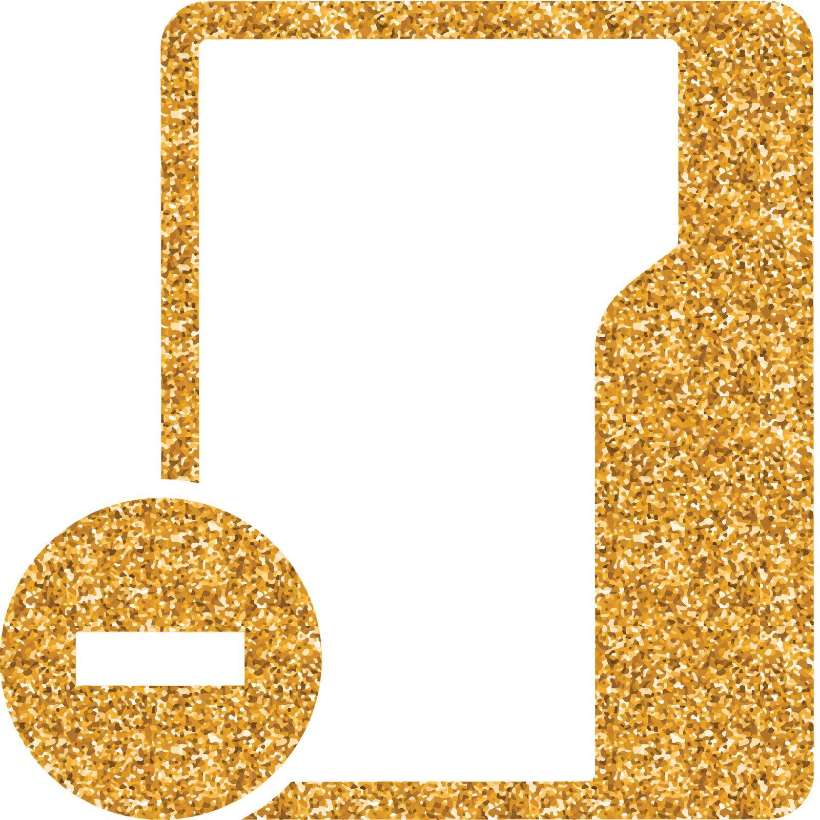 Folder icon in gold glitter texture. Sparkle luxury style vector illustration.