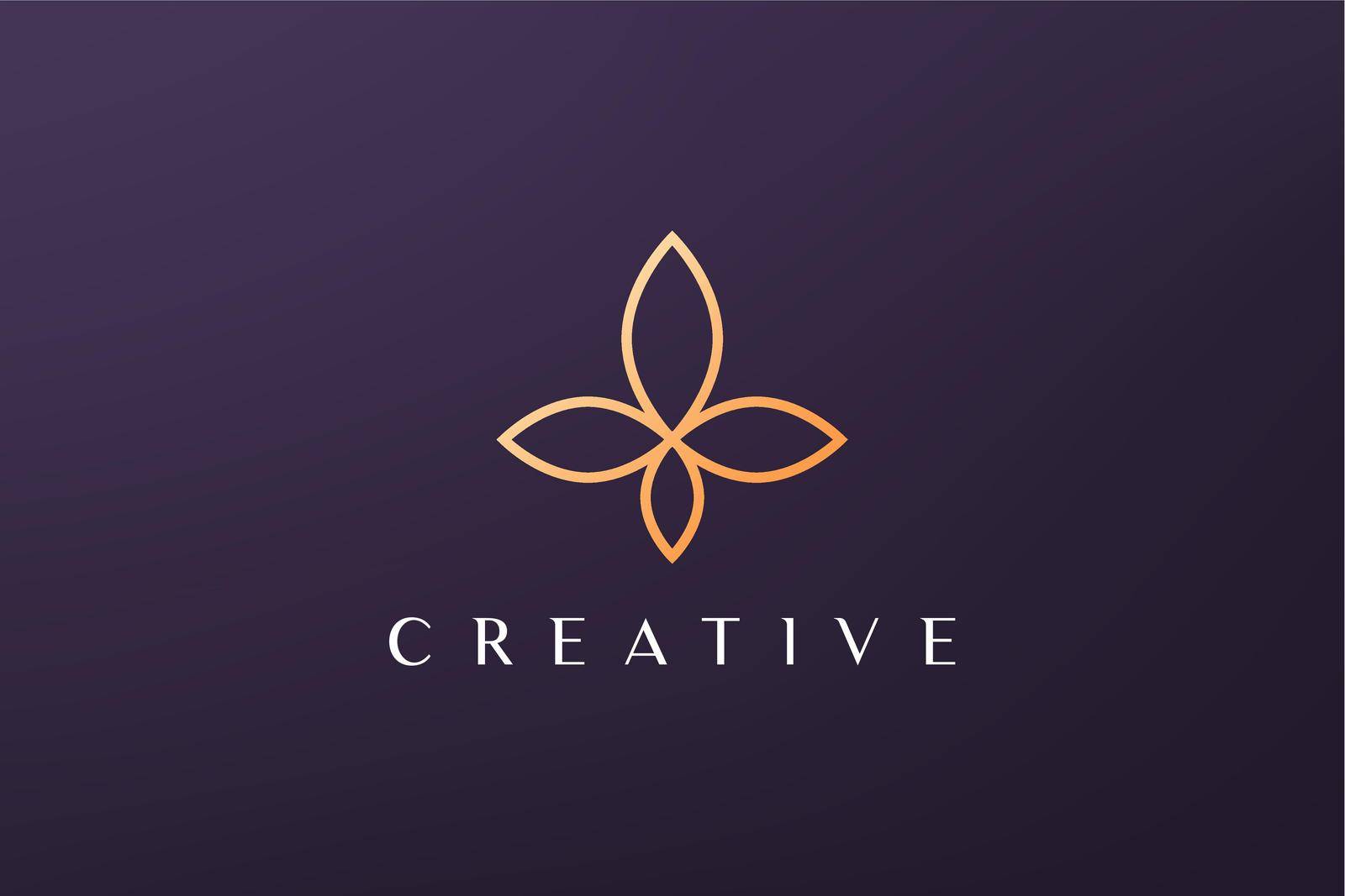 gold leaf luxury flower logo in simple shape with modern style by murnifine