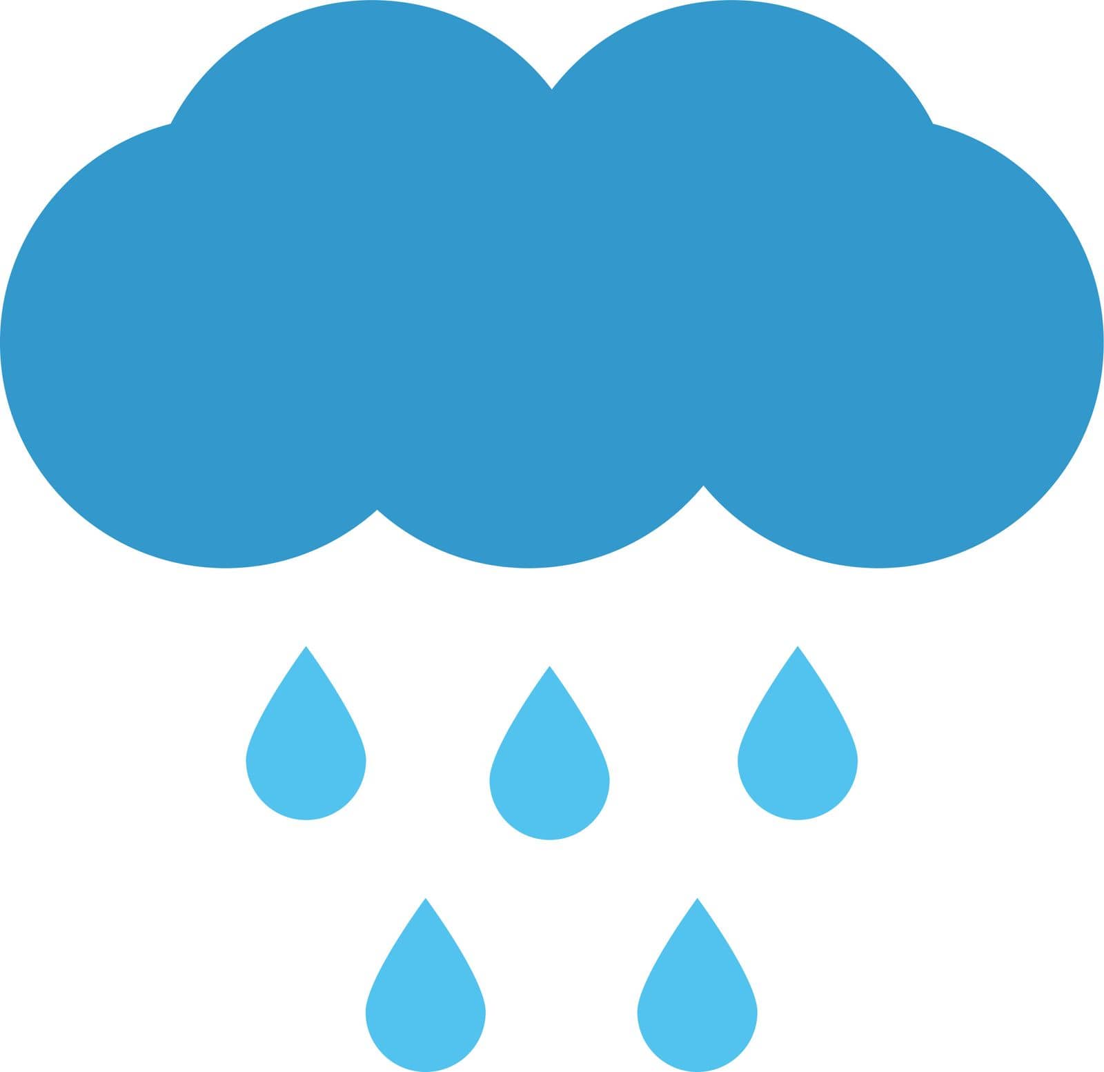 Rain, vector. Cloud and rain drops in blue color.