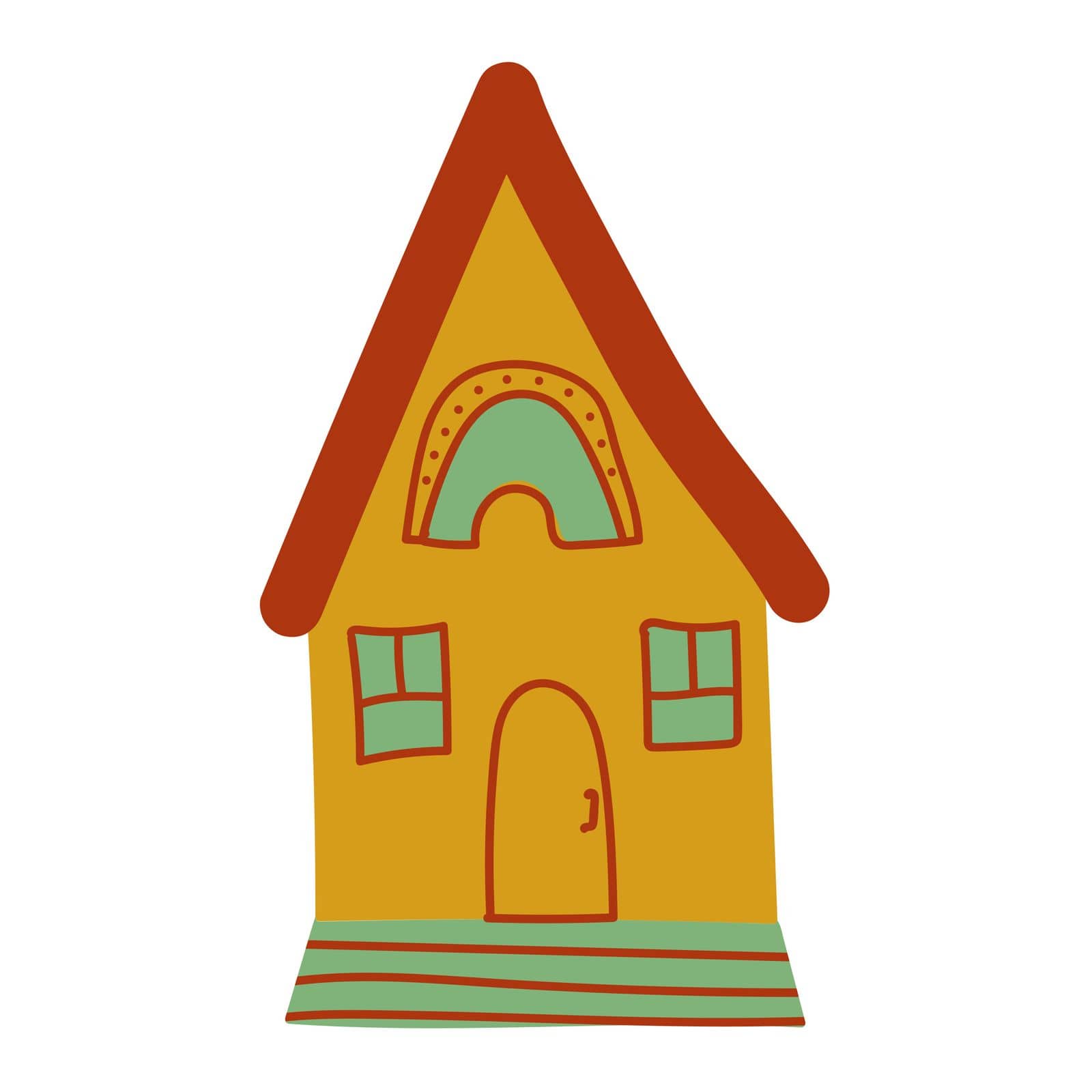 Childish house in simple hand drawn style by KatyaBahr