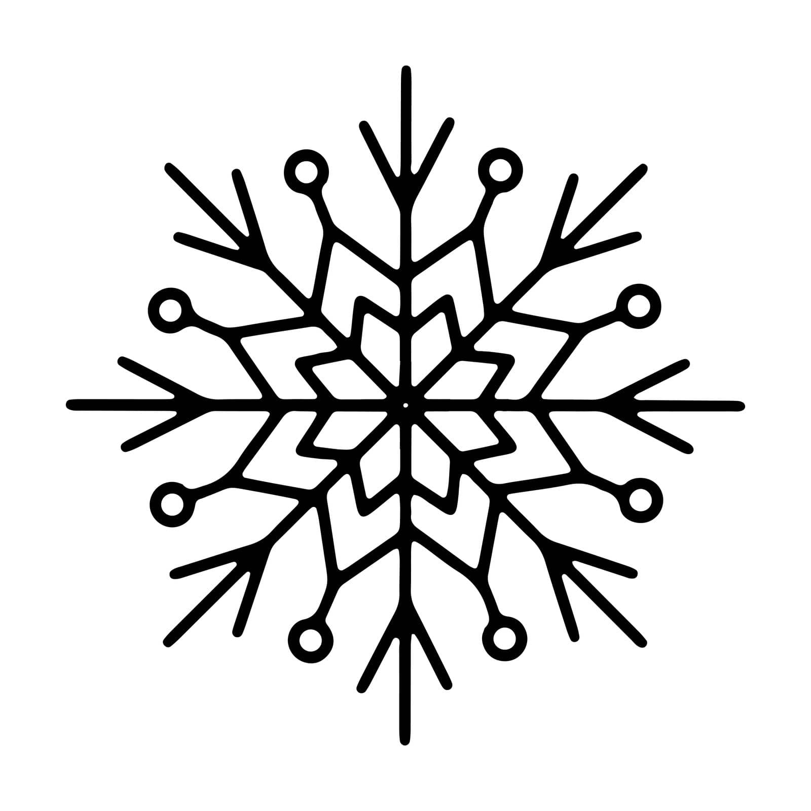 Simple Outline Snowflake Sign. Doodle Snowflake Icon. by iliris