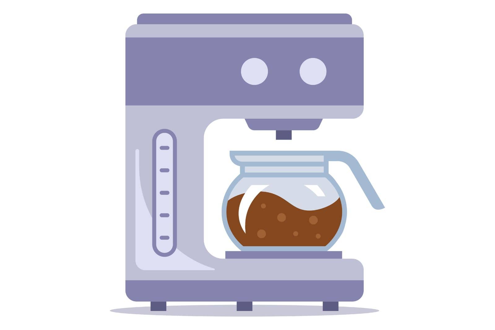 the coffee machine prepared ready-made hot coffee in the morning. flat vector illustration.
