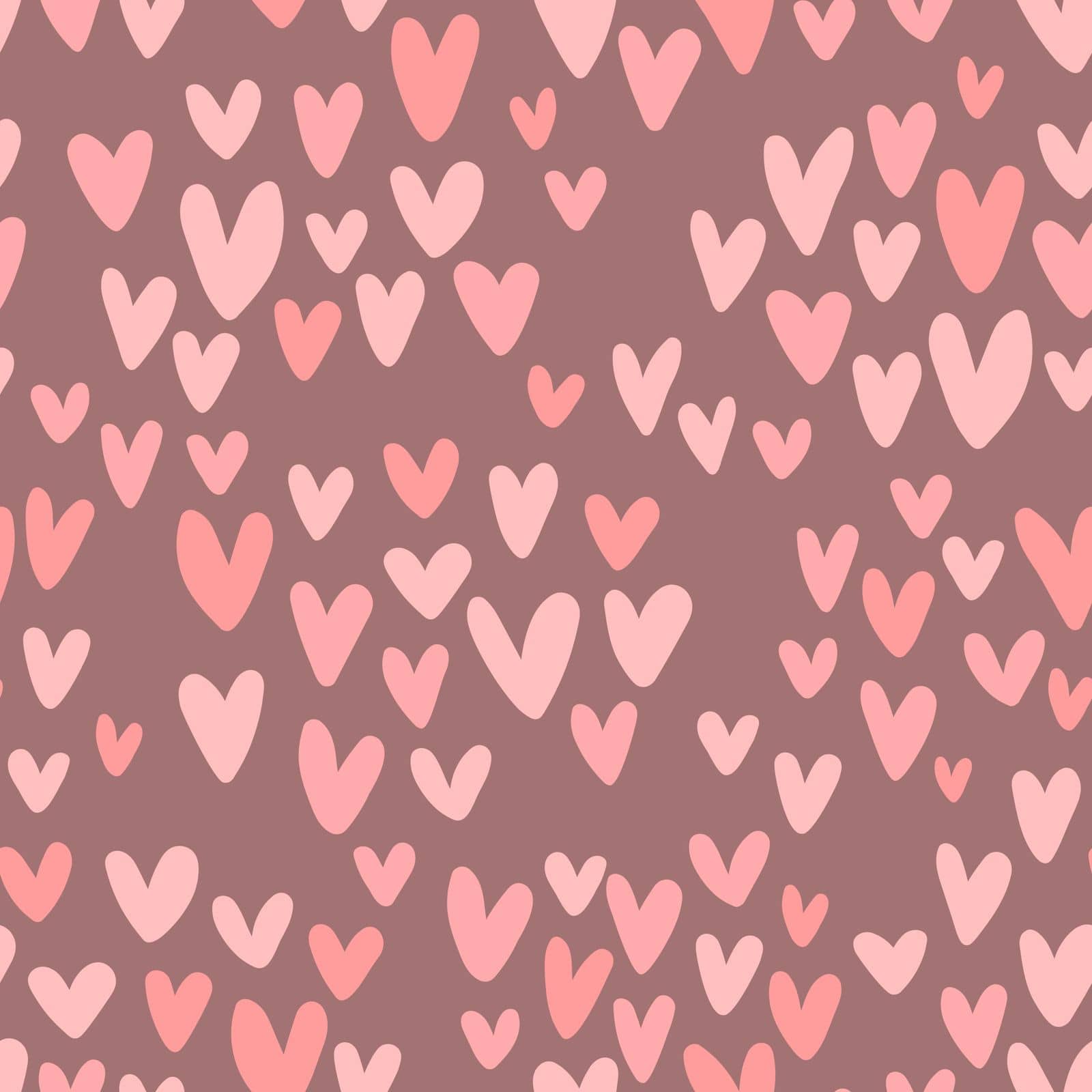 Heart marker drawn seamless vector pattern. Valentine's day handwritten background. Endless romantic print. by kizuneko