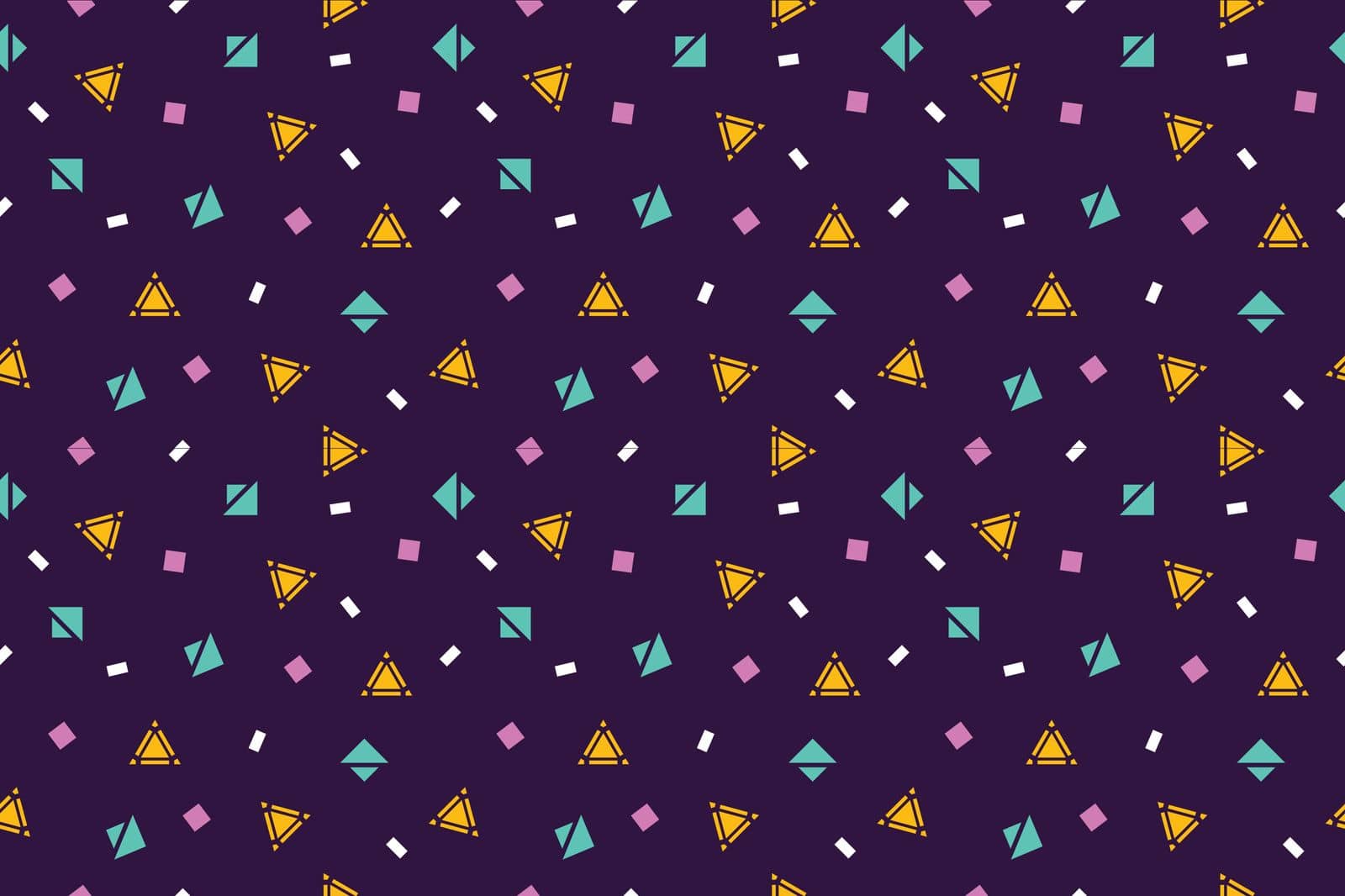 Trendy abstract geometric seamless pattern. Retro 80s or 90s memphis style. Vector hipster background with hexagons, triangles, circles. Vector illustration