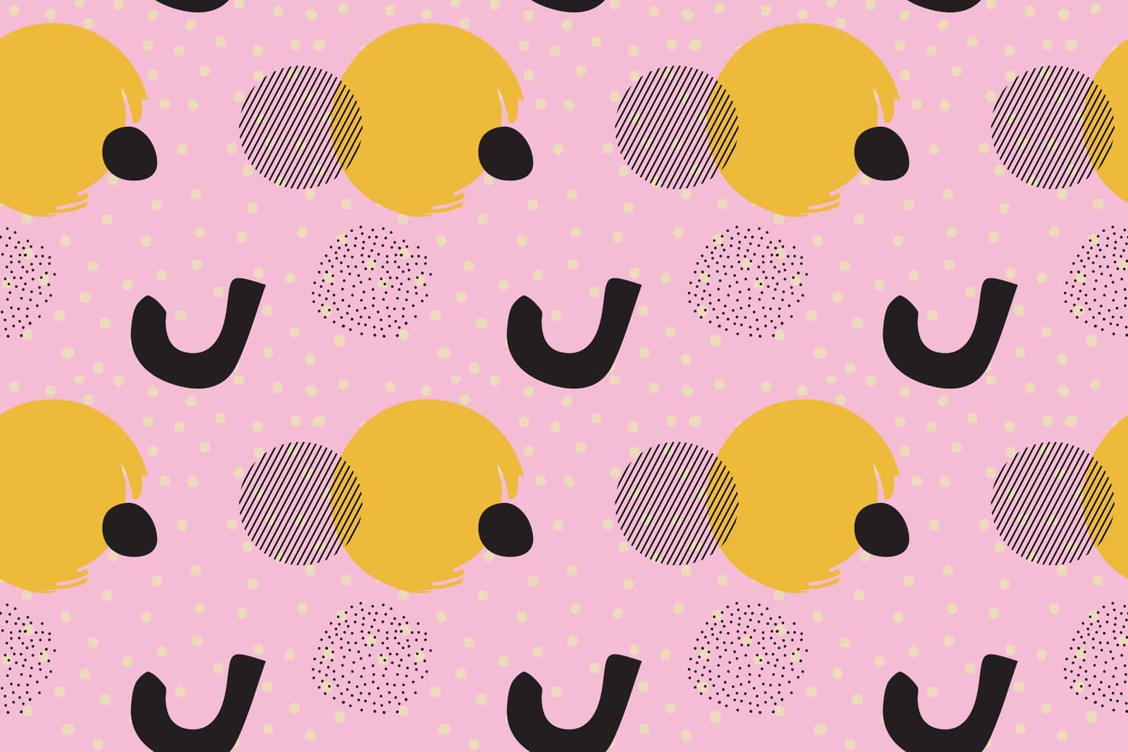 Memphis Pattern. Summer Fun Background. Pink, Yellow Colors. Memphis Style Patterns. Abstract Colorful Fun Background. Hipster Style 80s-90s. Fun pattern. Vector illustration