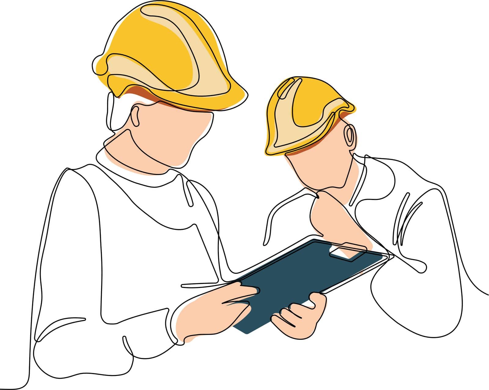 construction manager and engineer working on building site. Vector illustration